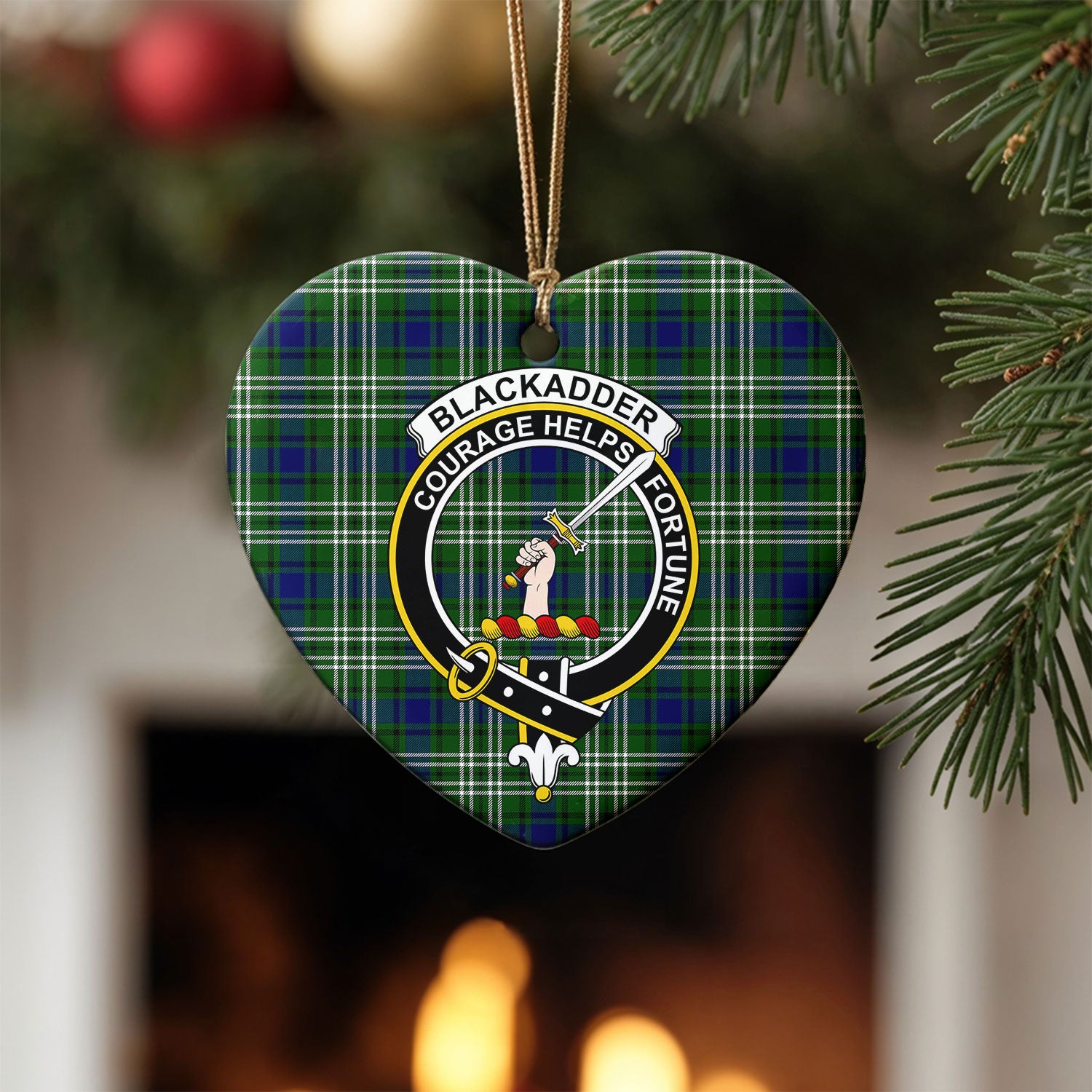 Blackadder Tartan Crest Christmas Ceramic Ornament