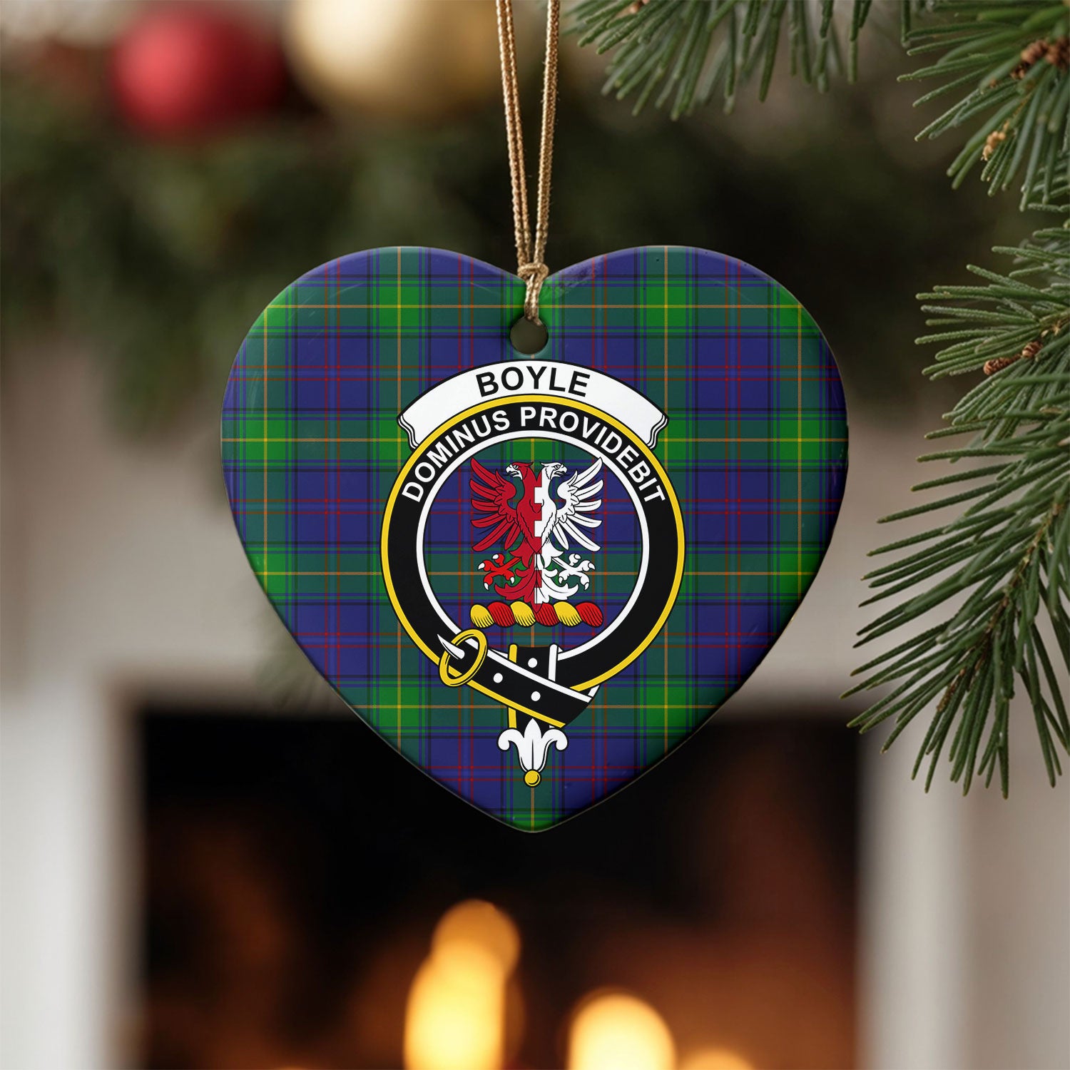 Boyle Tartan Crest Christmas Ceramic Ornament
