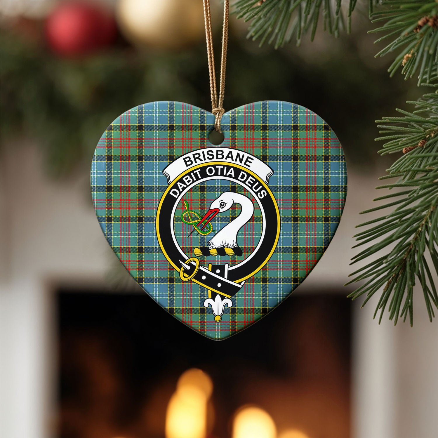 Brisbane Tartan Crest Christmas Ceramic Ornament
