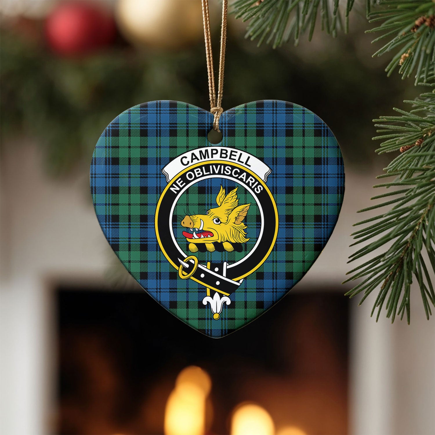 Campbell Ancient 02 Tartan Crest Christmas Ceramic Ornament