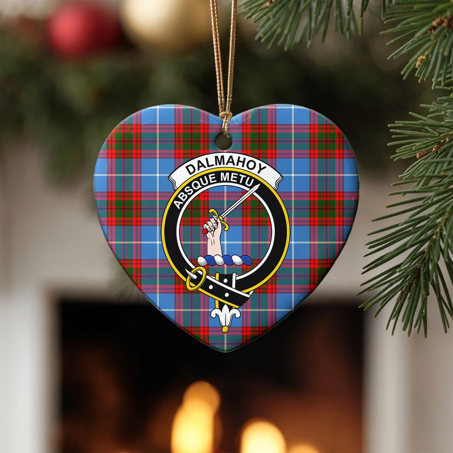 Dalmahoy Tartan Crest Christmas Ceramic Ornament