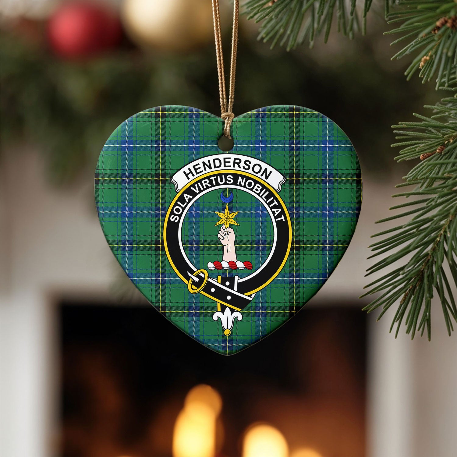 Henderson Ancient Tartan Crest Christmas Ceramic Ornament