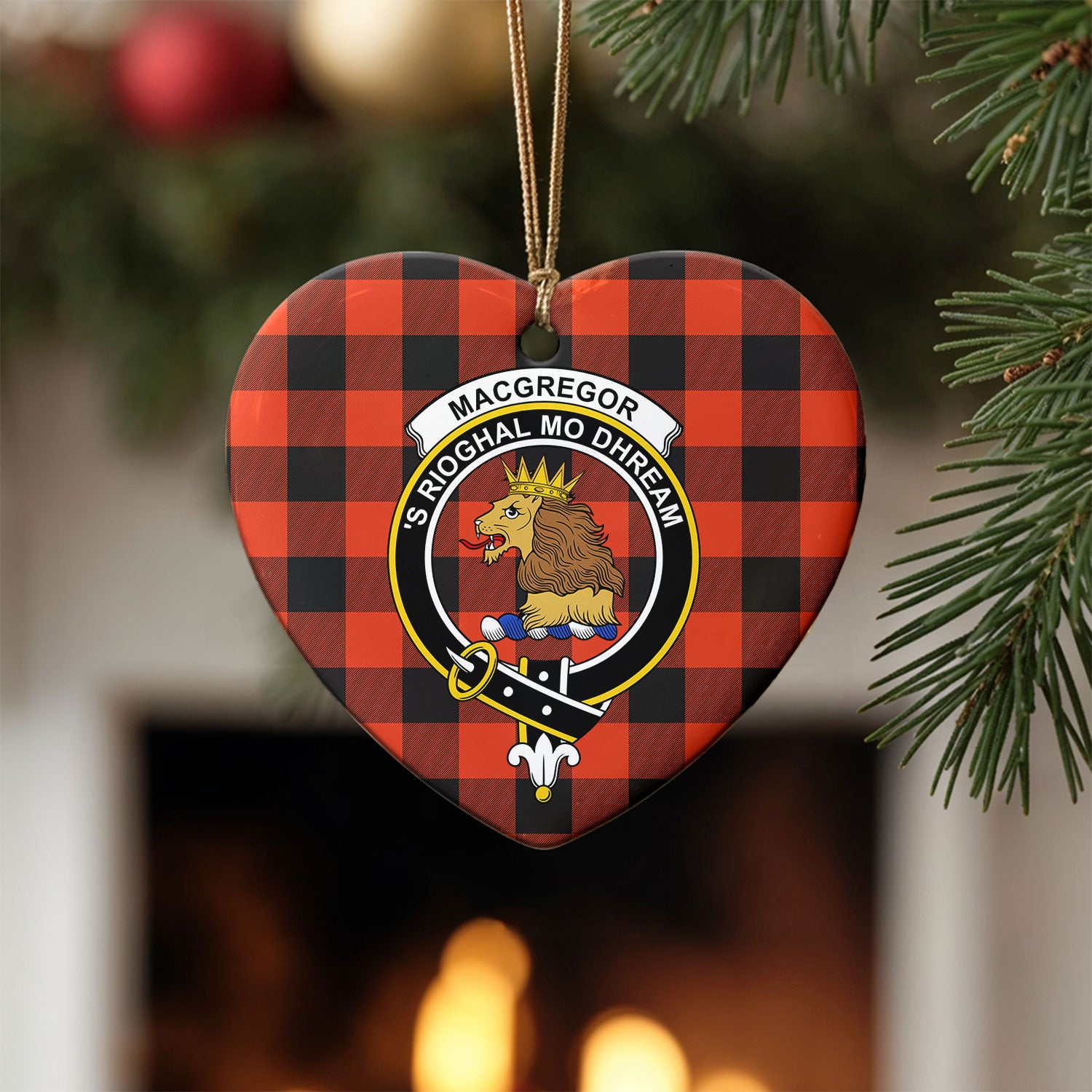 MacGregor Rob Roy Ancient Tartan Crest Christmas Ceramic Ornament
