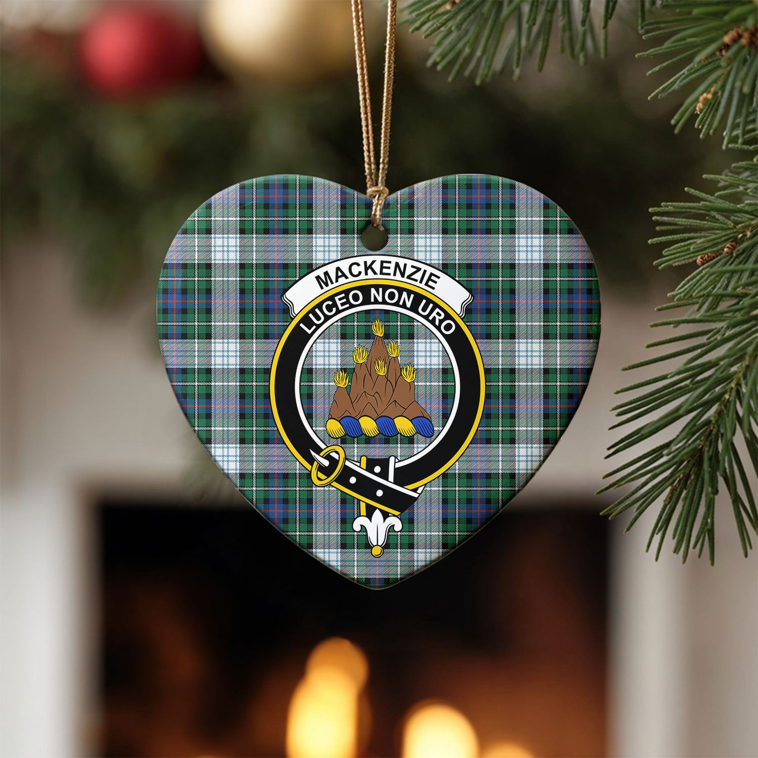 MacKenzie Dress Ancient Tartan Crest Christmas Ceramic Ornament