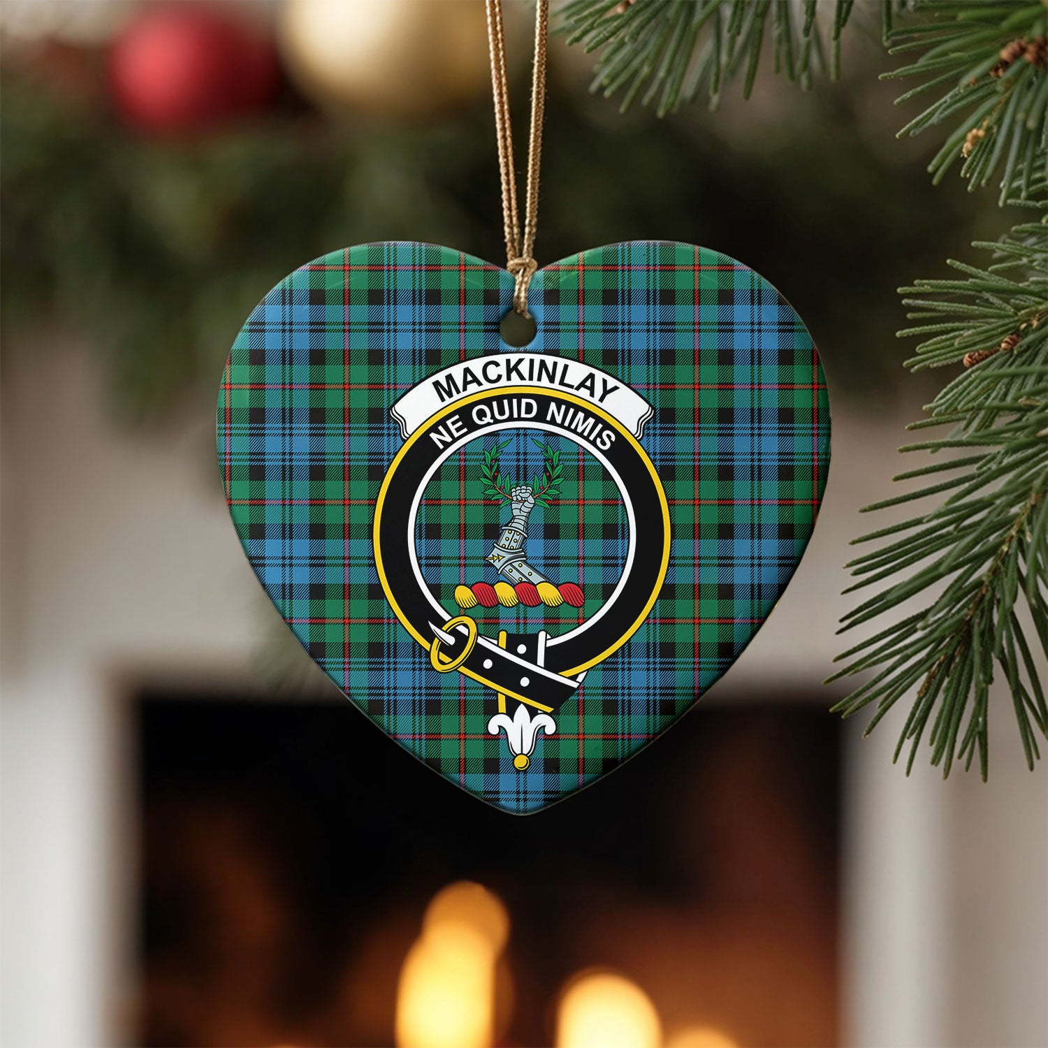 MacKinlay Ancient Tartan Crest Christmas Ceramic Ornament