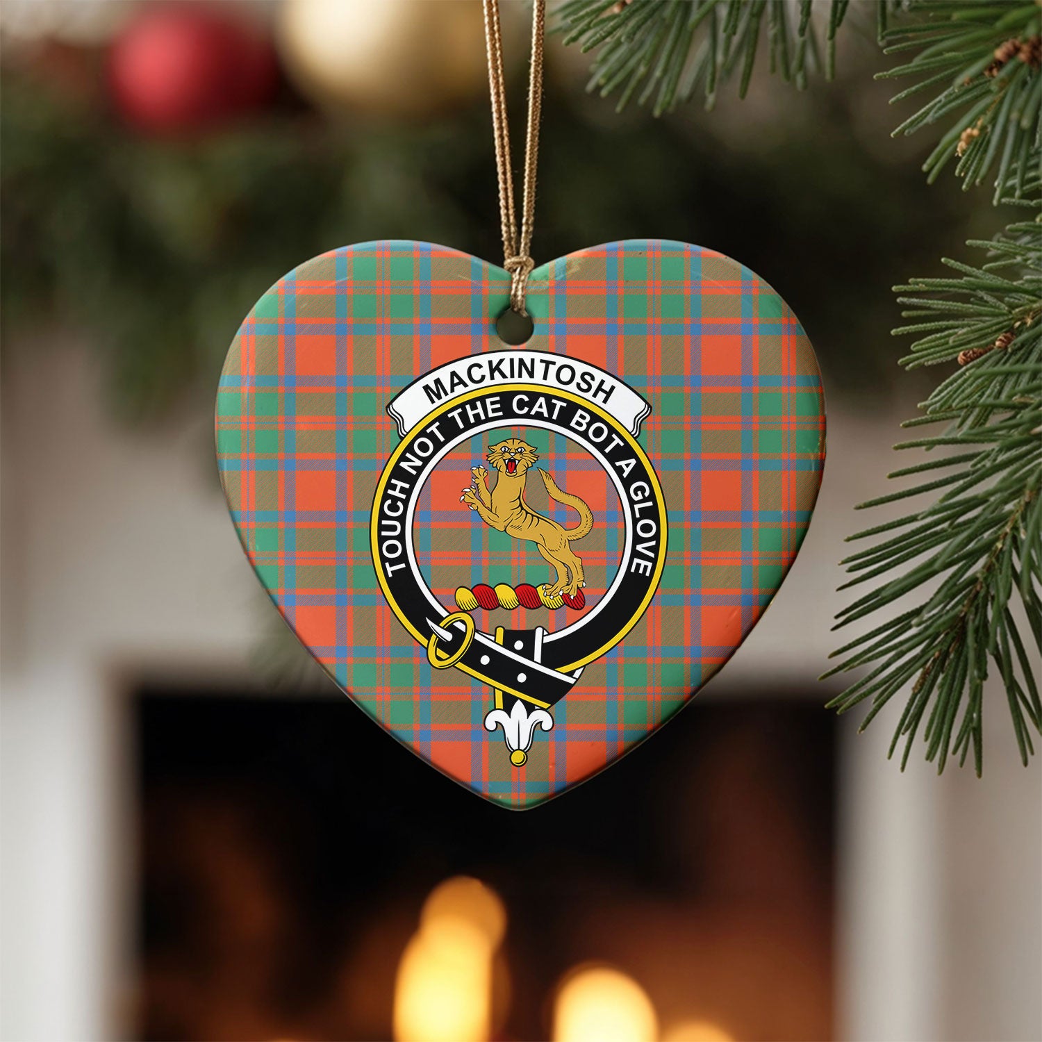 MacKintosh Ancient Tartan Crest Christmas Ceramic Ornament