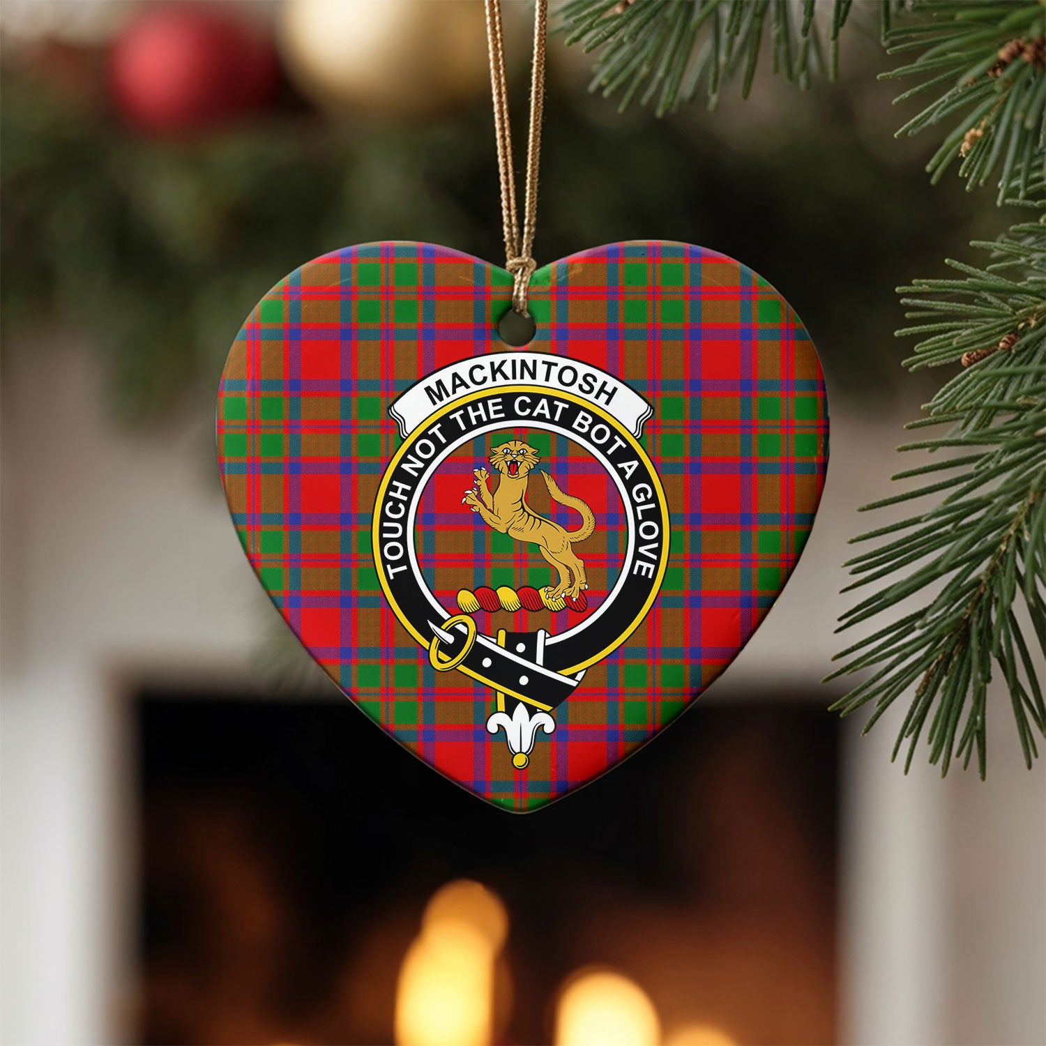 MacKintosh Modern Tartan Crest Christmas Ceramic Ornament