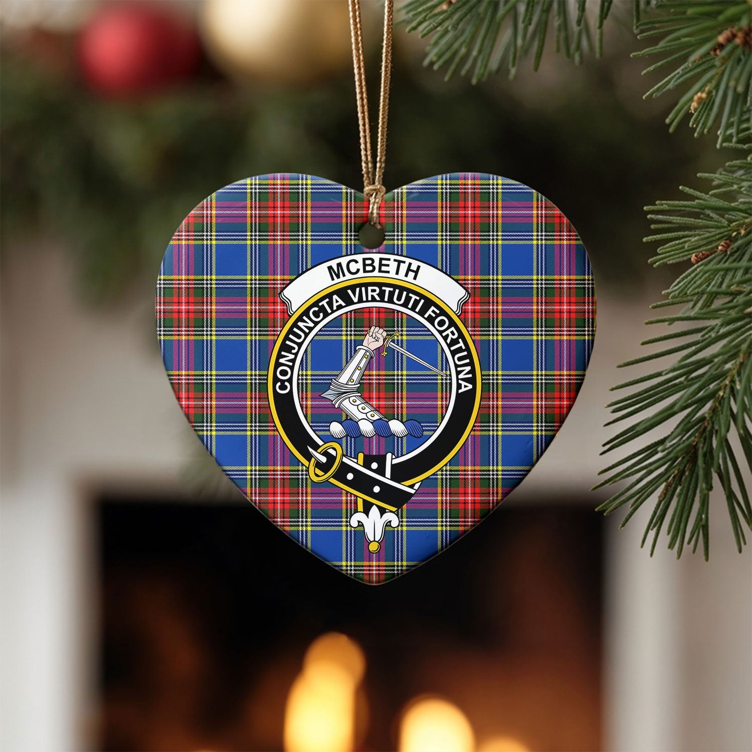 McBeth Modern Tartan Crest Christmas Ceramic Ornament