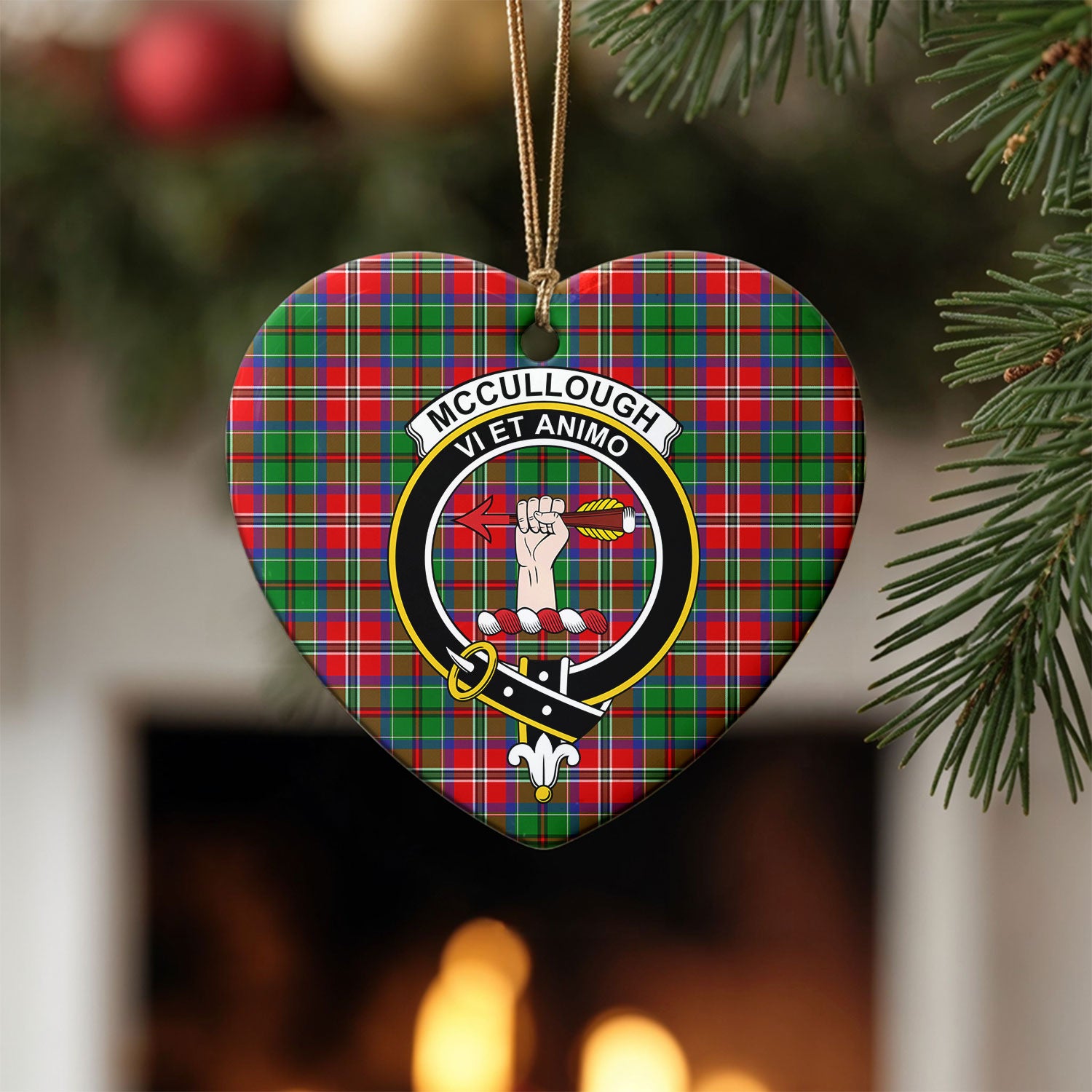 McCullough Tartan Crest Christmas Ceramic Ornament