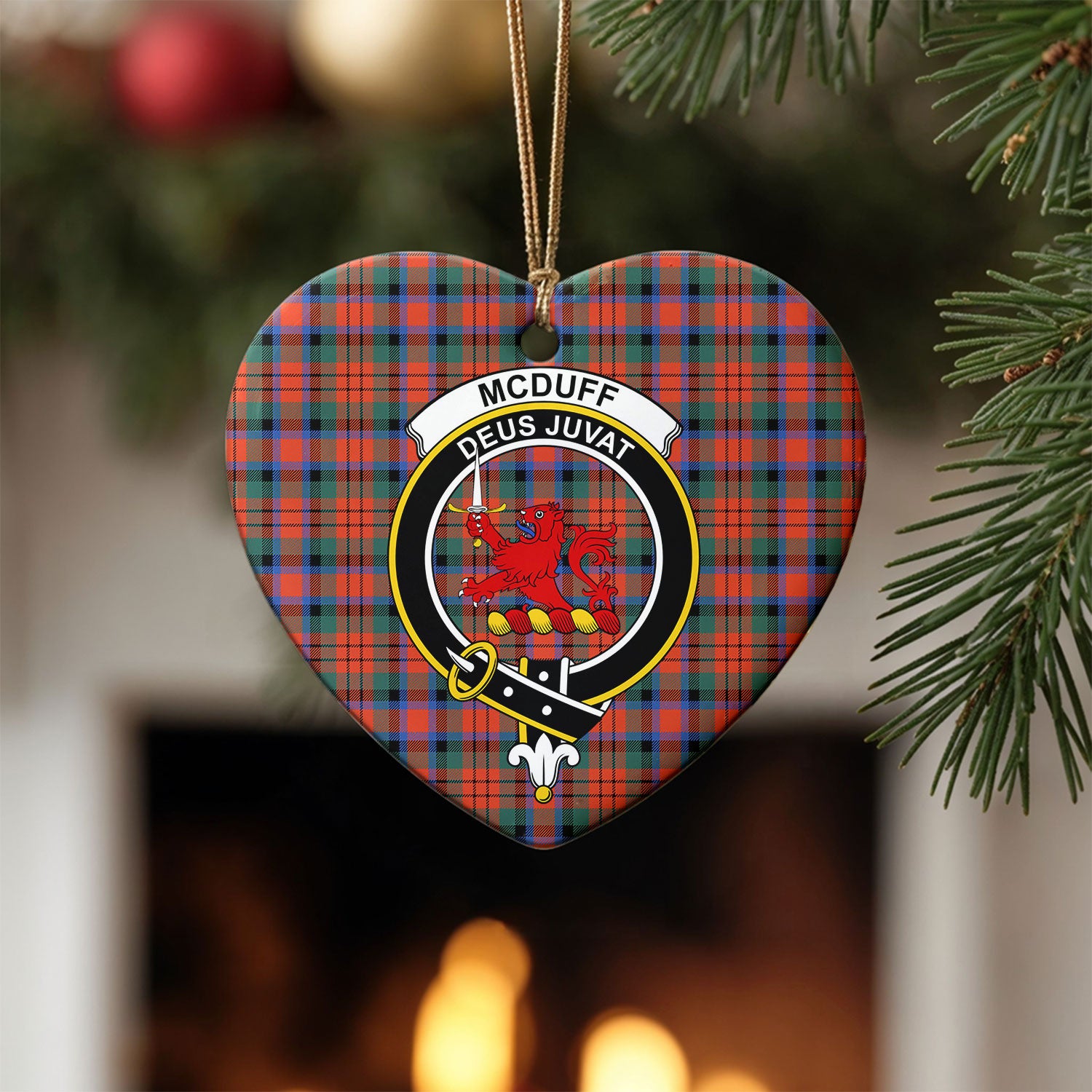 McDuff Ancient Tartan Crest Christmas Ceramic Ornament