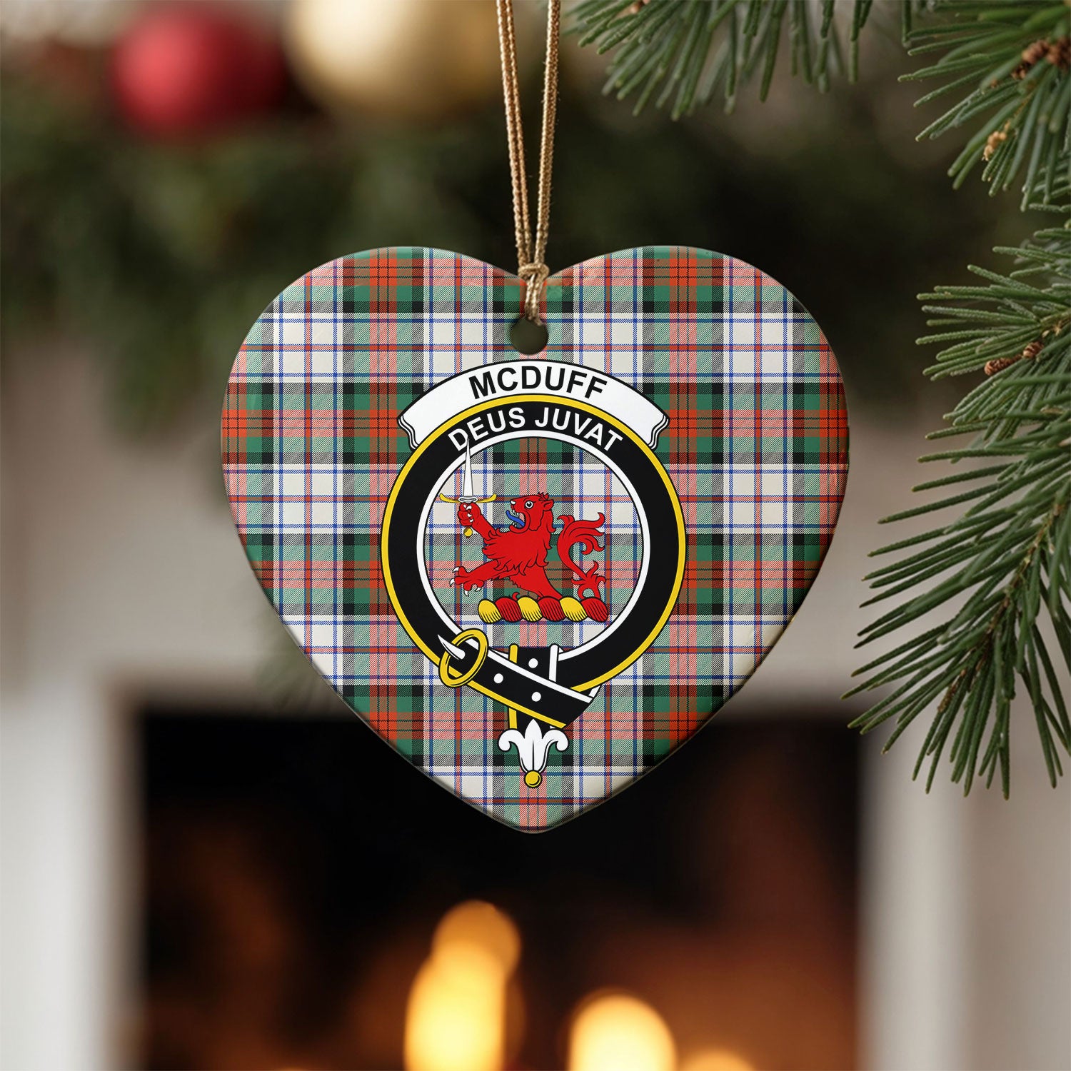 McDuff Dress Ancient Tartan Crest Christmas Ceramic Ornament