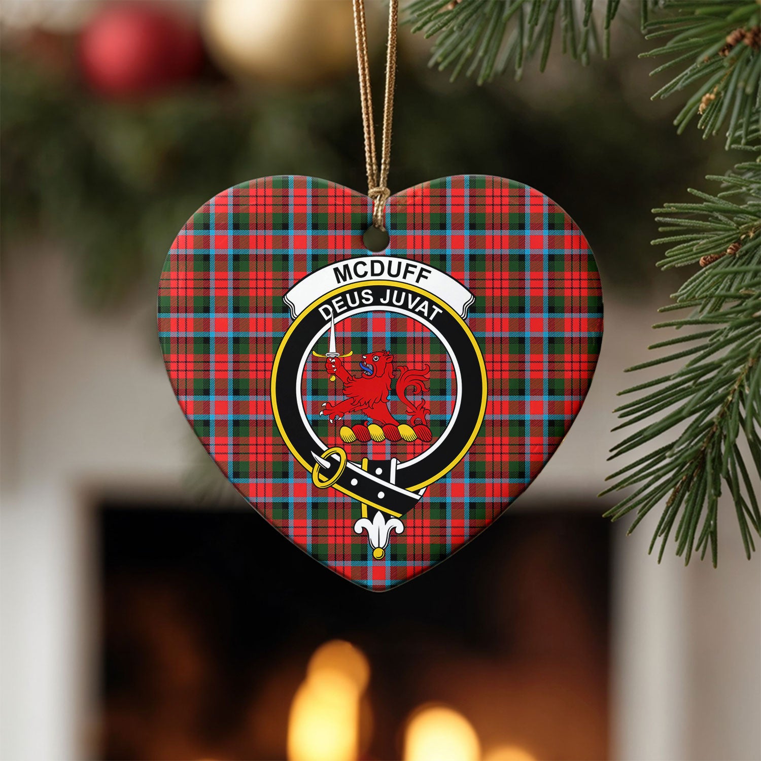 McDuff Modern Tartan Crest Christmas Ceramic Ornament