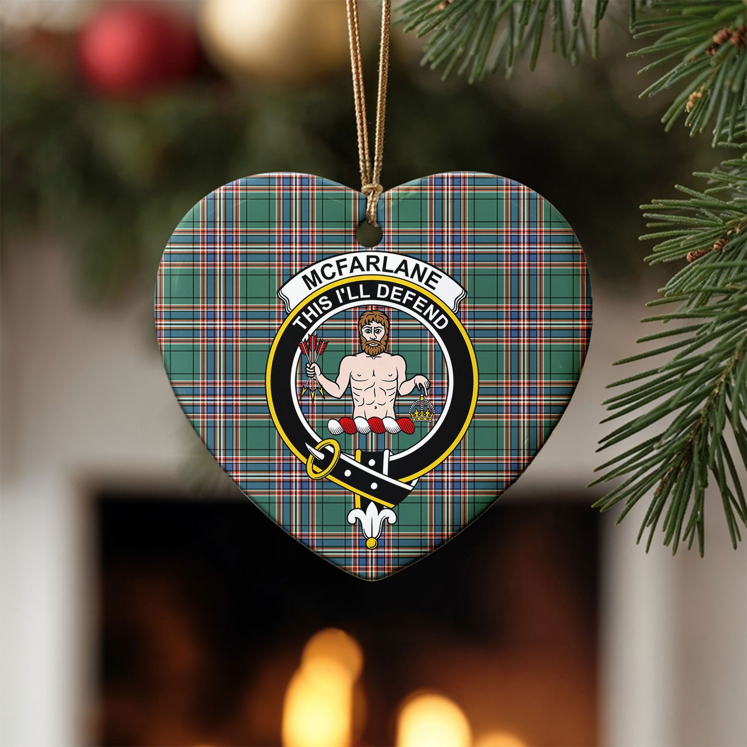 McFarlane Hunting Ancient Tartan Crest Christmas Ceramic Ornament