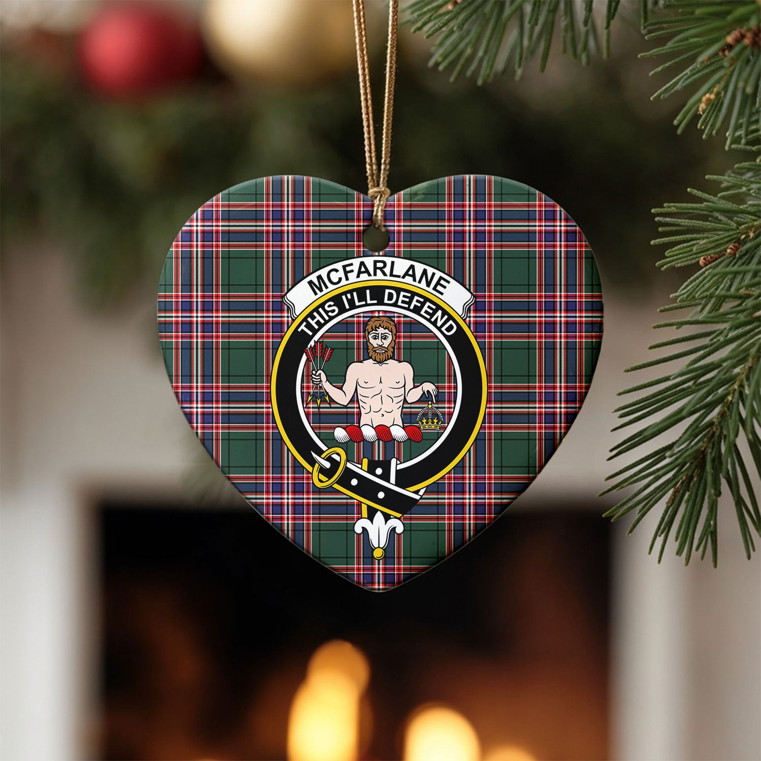 McFarlane Hunting Modern Tartan Crest Christmas Ceramic Ornament