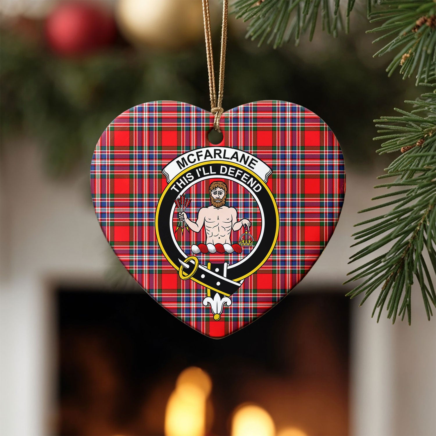 McFarlane Modern Tartan Crest Christmas Ceramic Ornament