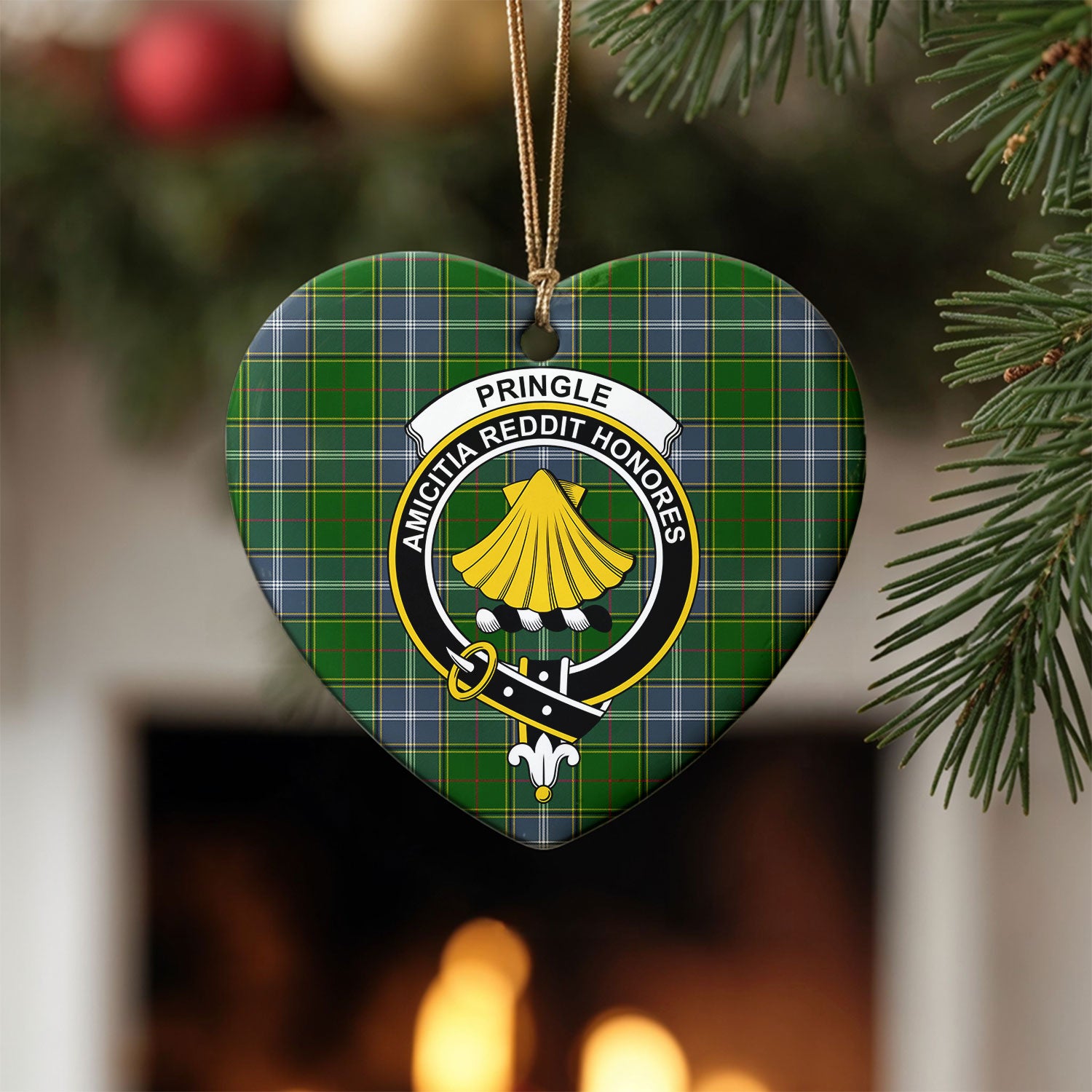 Pringle Tartan Crest Christmas Ceramic Ornament