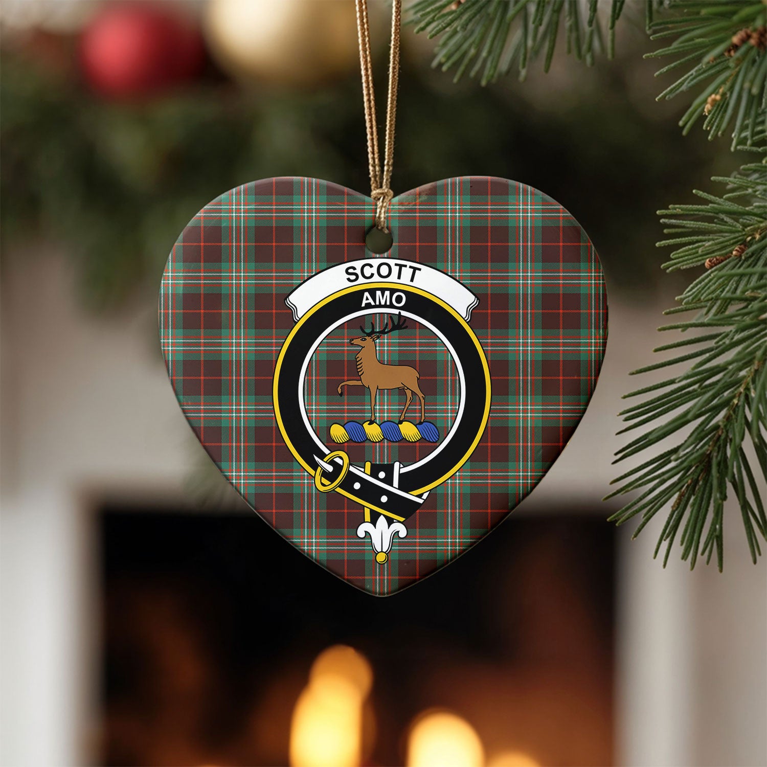 Scott Brown Ancient Tartan Crest Christmas Ceramic Ornament