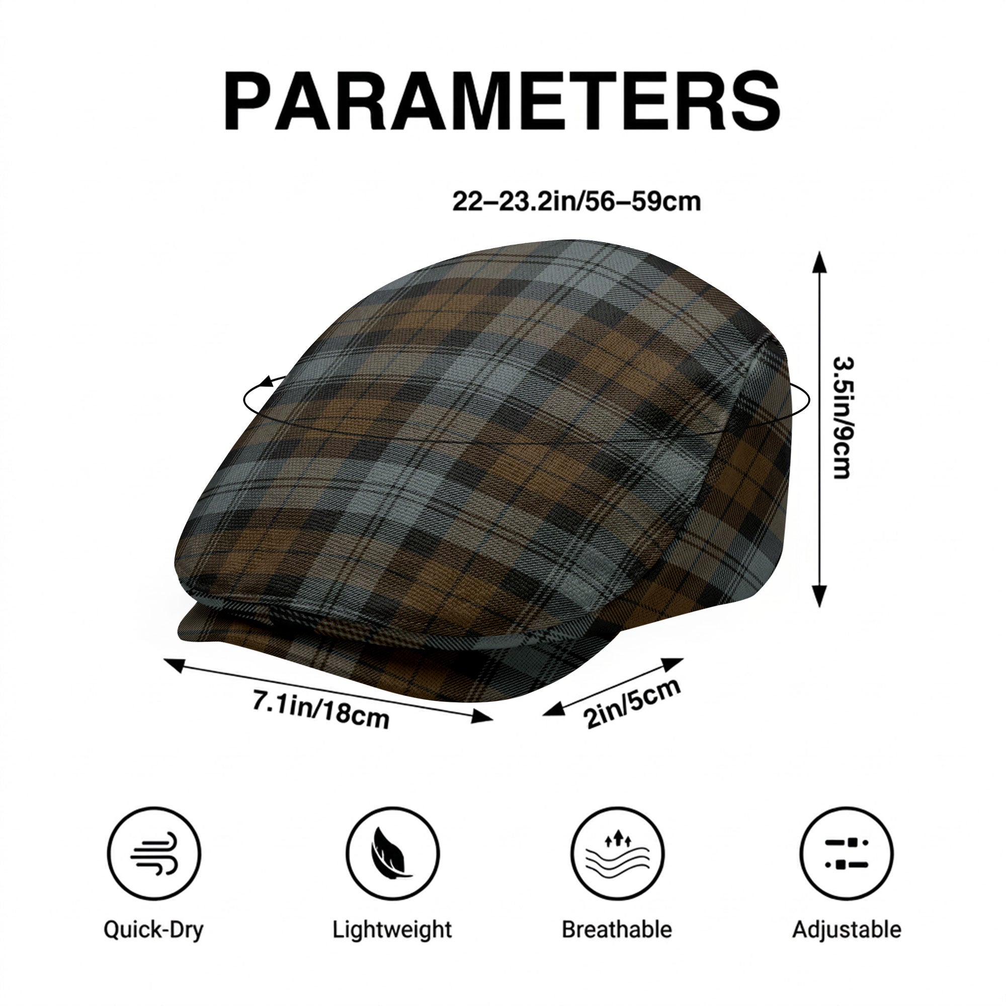 Black Watch Weathered Tartan Flat Caps