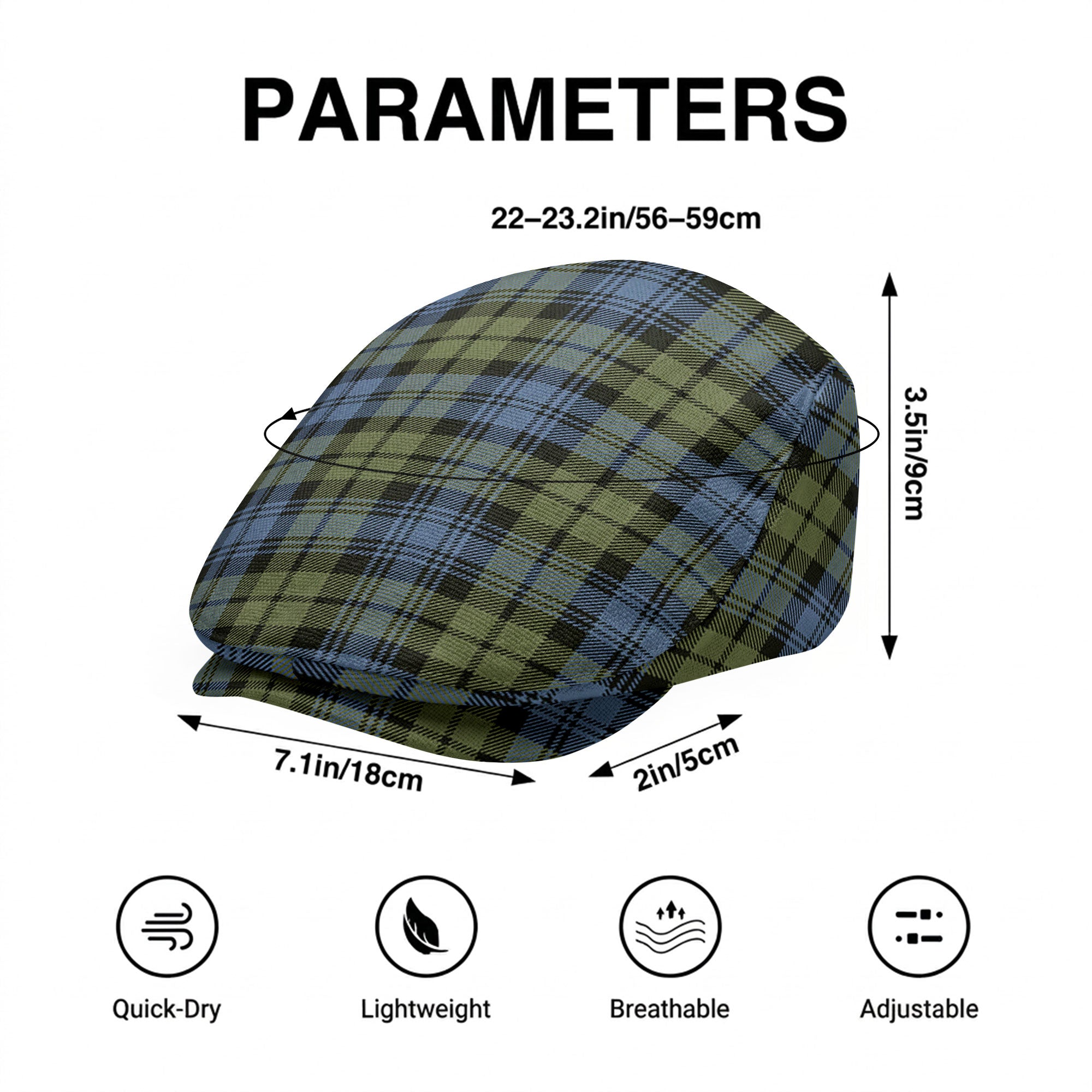 Campbell Faded Tartan Flat Caps