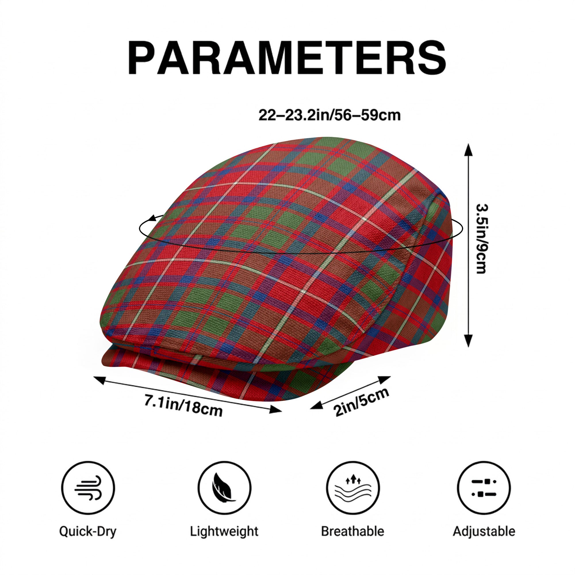 Shaw Red Modern Tartan Flat Caps