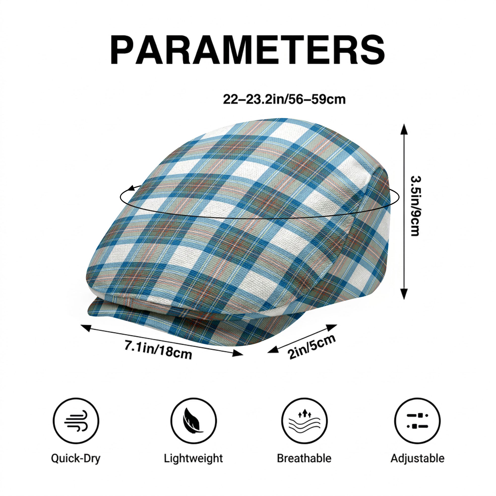 Stewart Muted Blue Tartan Flat Caps