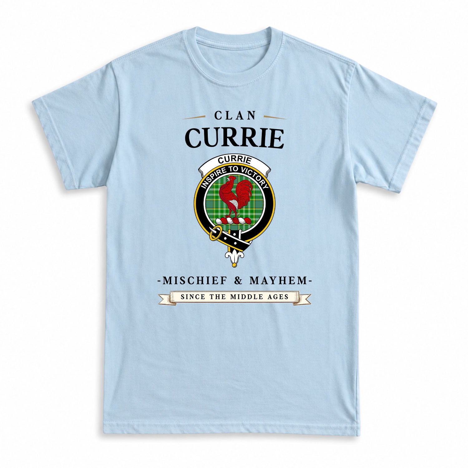 Currie Tartan Crest Mischief and Mayhem T-shirt