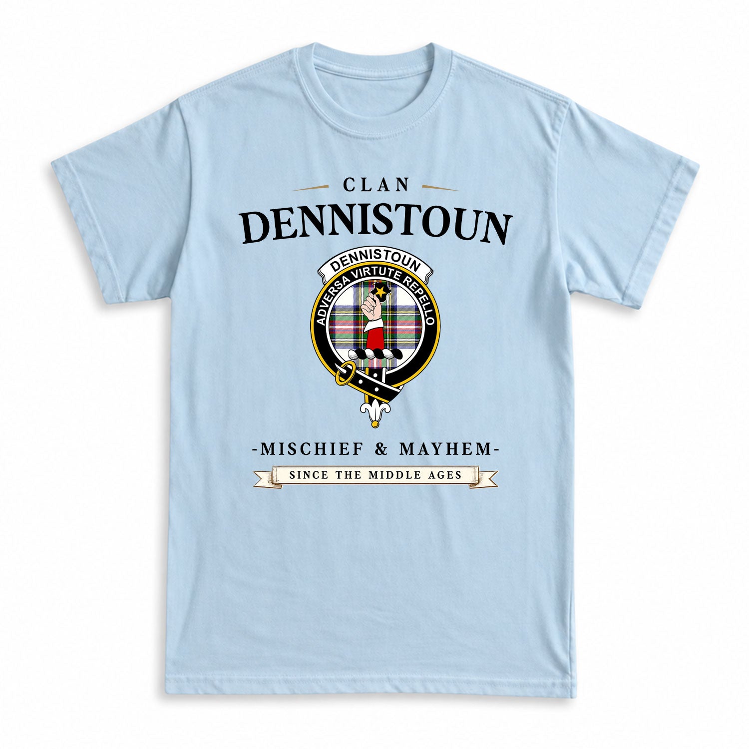 Dennistoun Tartan Crest Mischief and Mayhem T-shirt