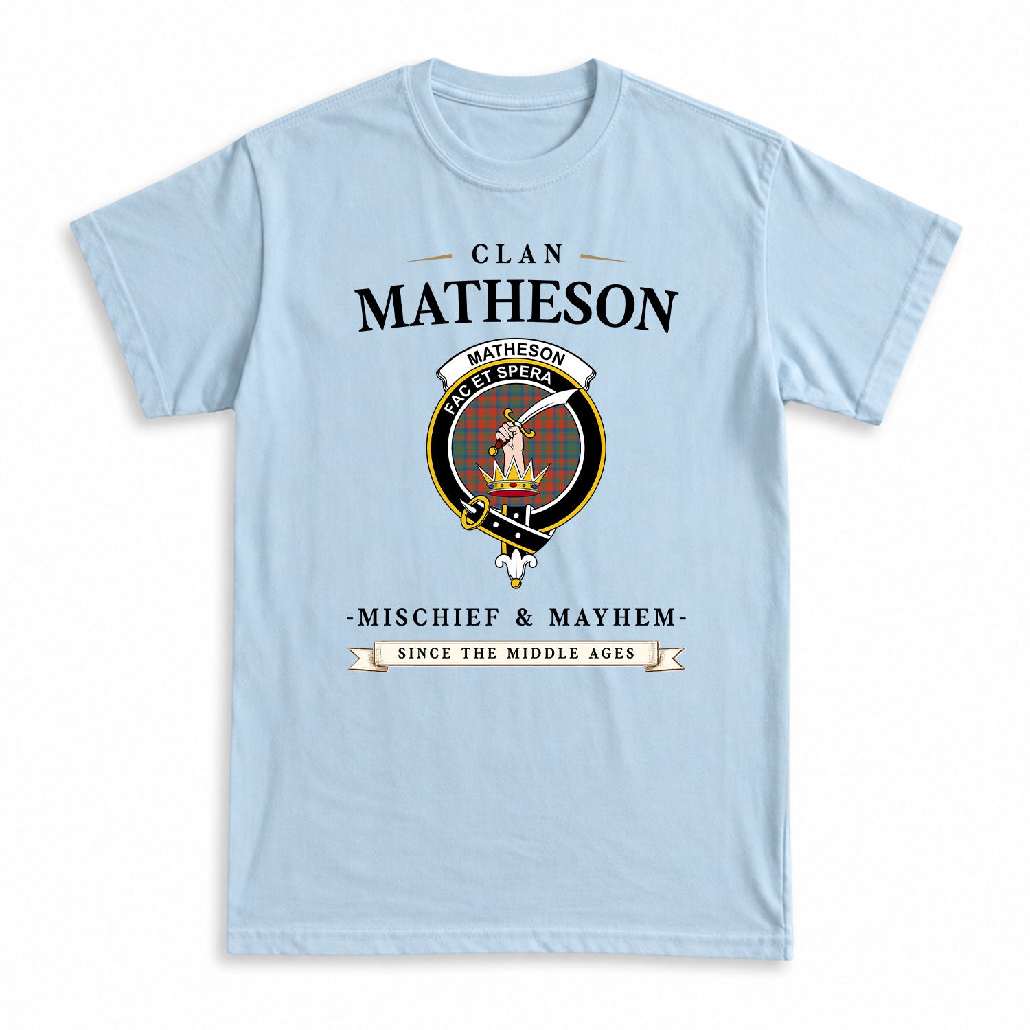 Matheson Ancient Tartan Crest Mischief and Mayhem T-shirt