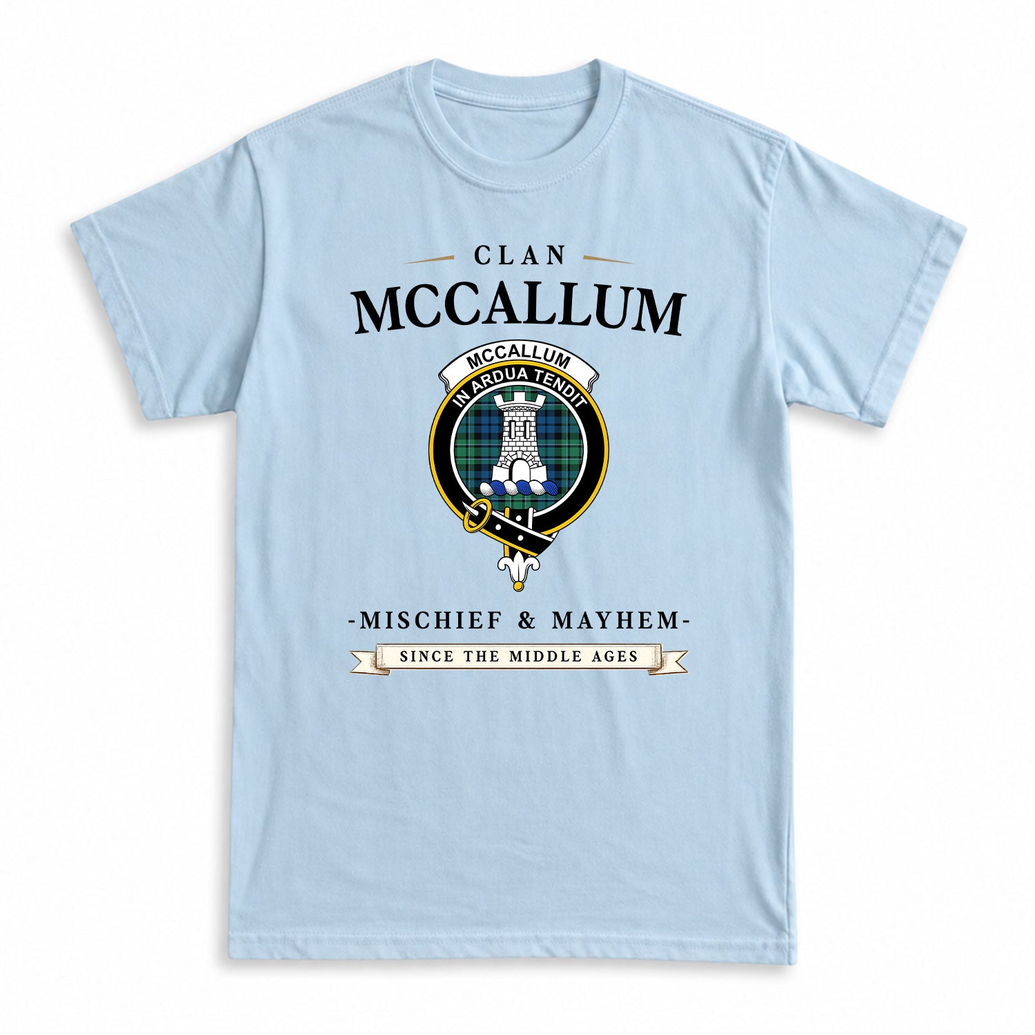 McCallum Ancient Tartan Crest Mischief and Mayhem T-shirt
