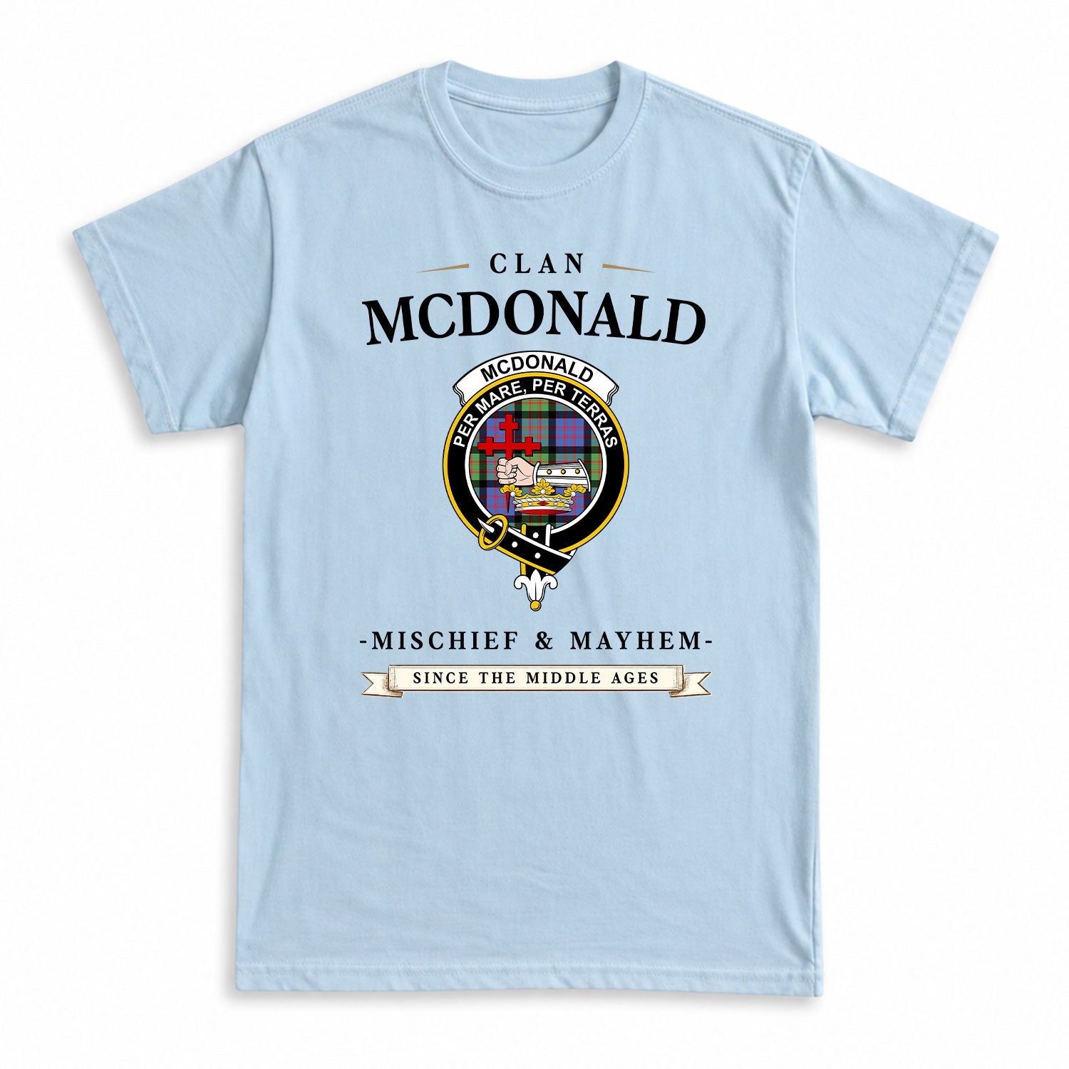 McDonald Ancient Tartan Crest Mischief and Mayhem T-shirt
