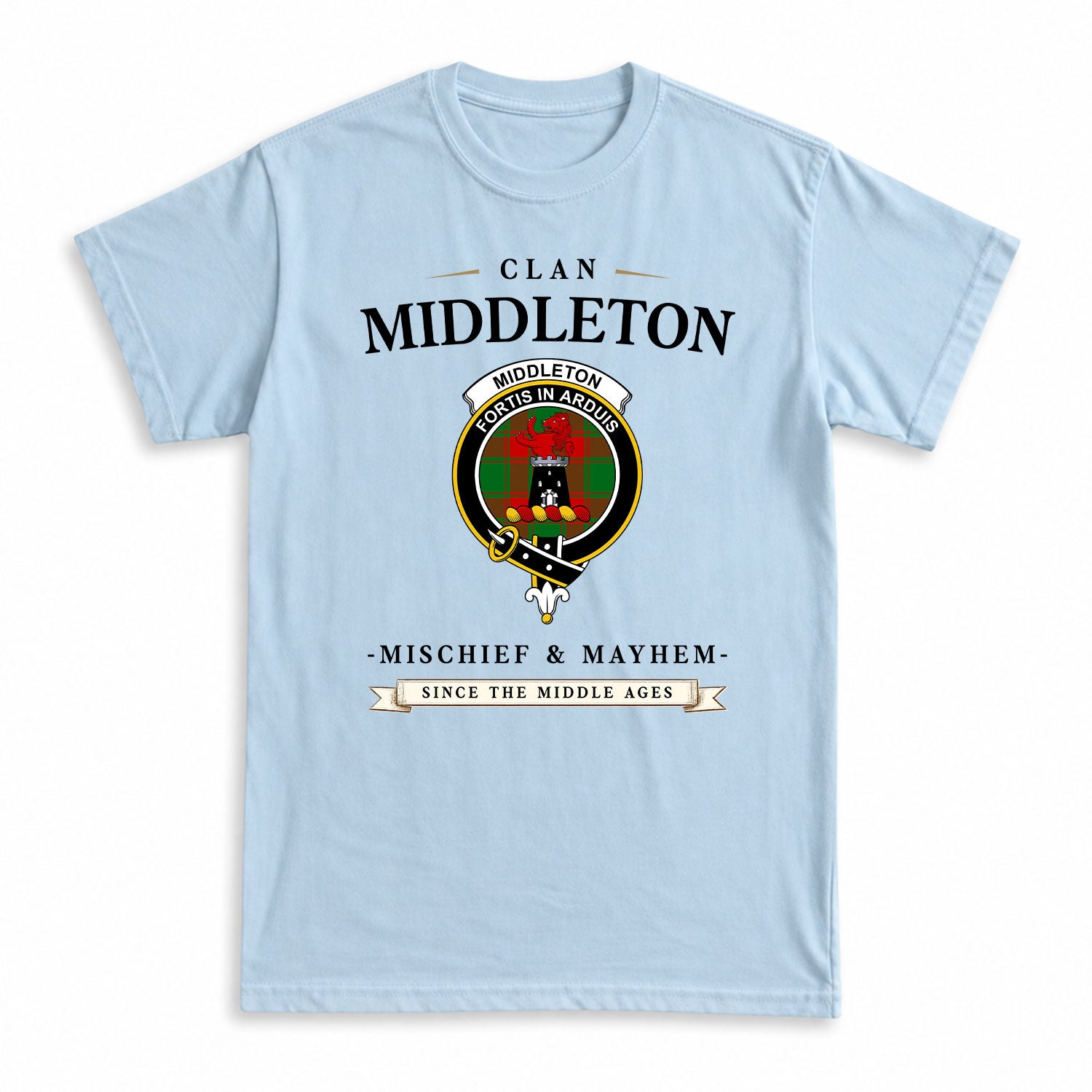 Middleton Modern Tartan Crest Mischief and Mayhem T-shirt