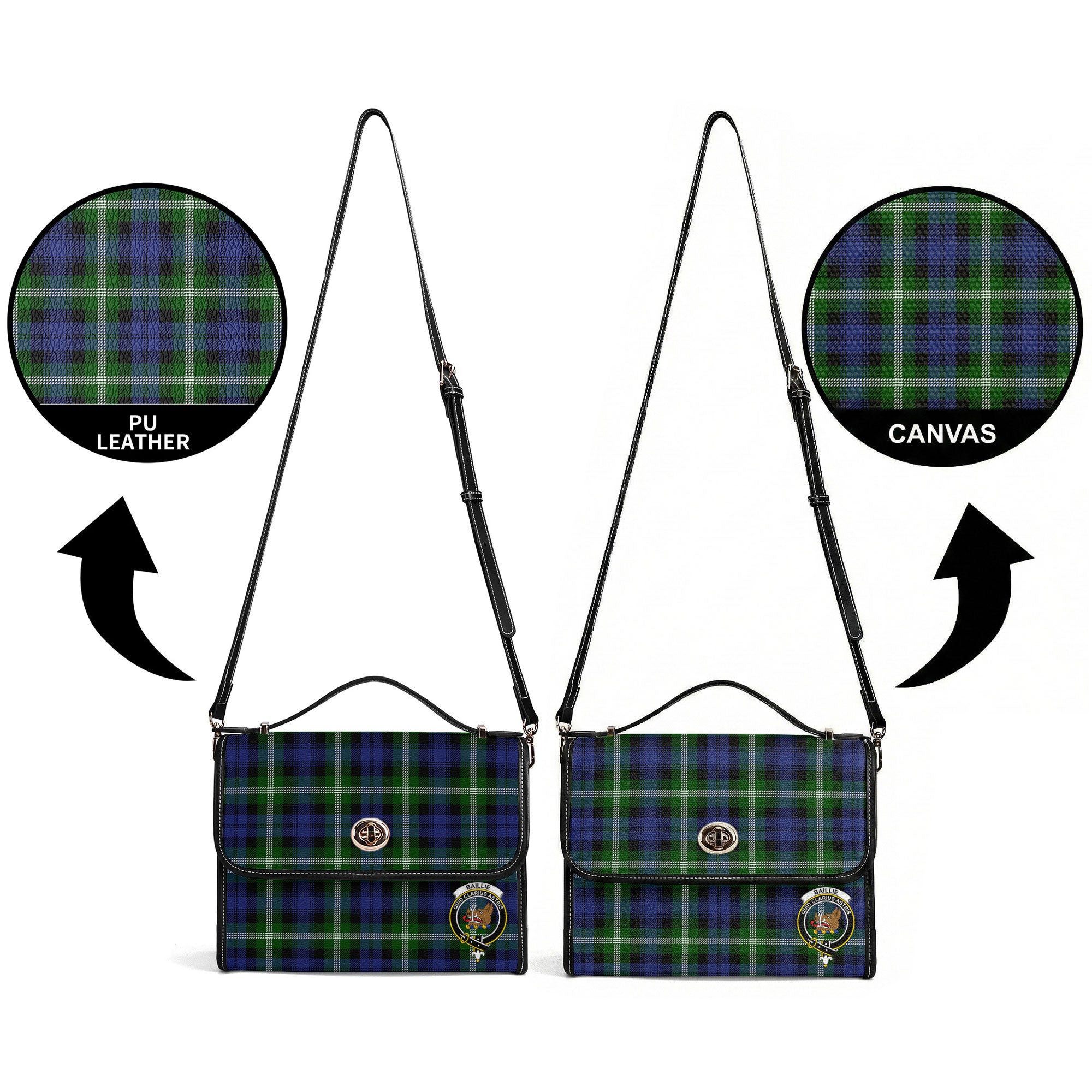 Baillie Modern Tartan Crest Satchel Bag