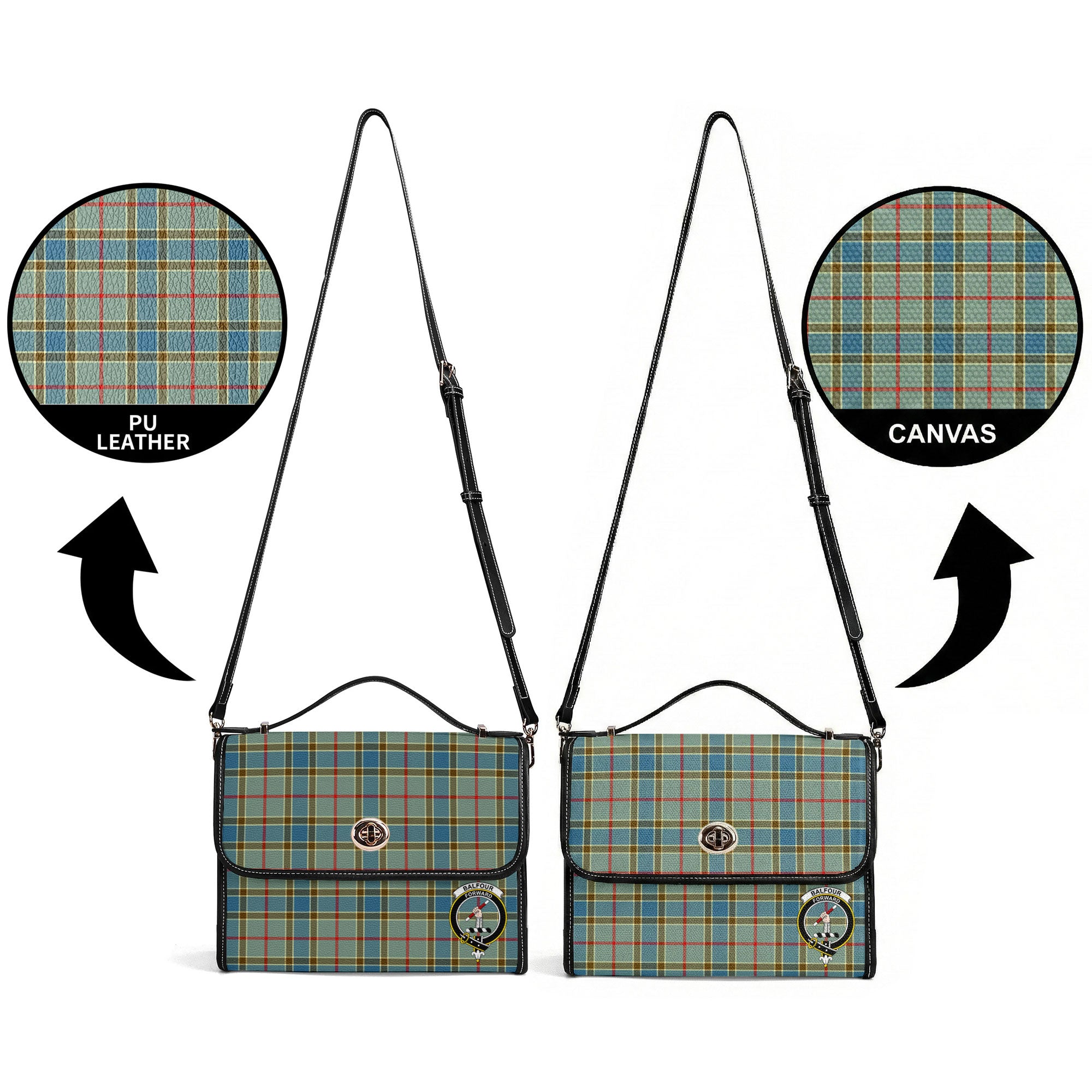 Balfour Blue Tartan Crest Satchel Bag