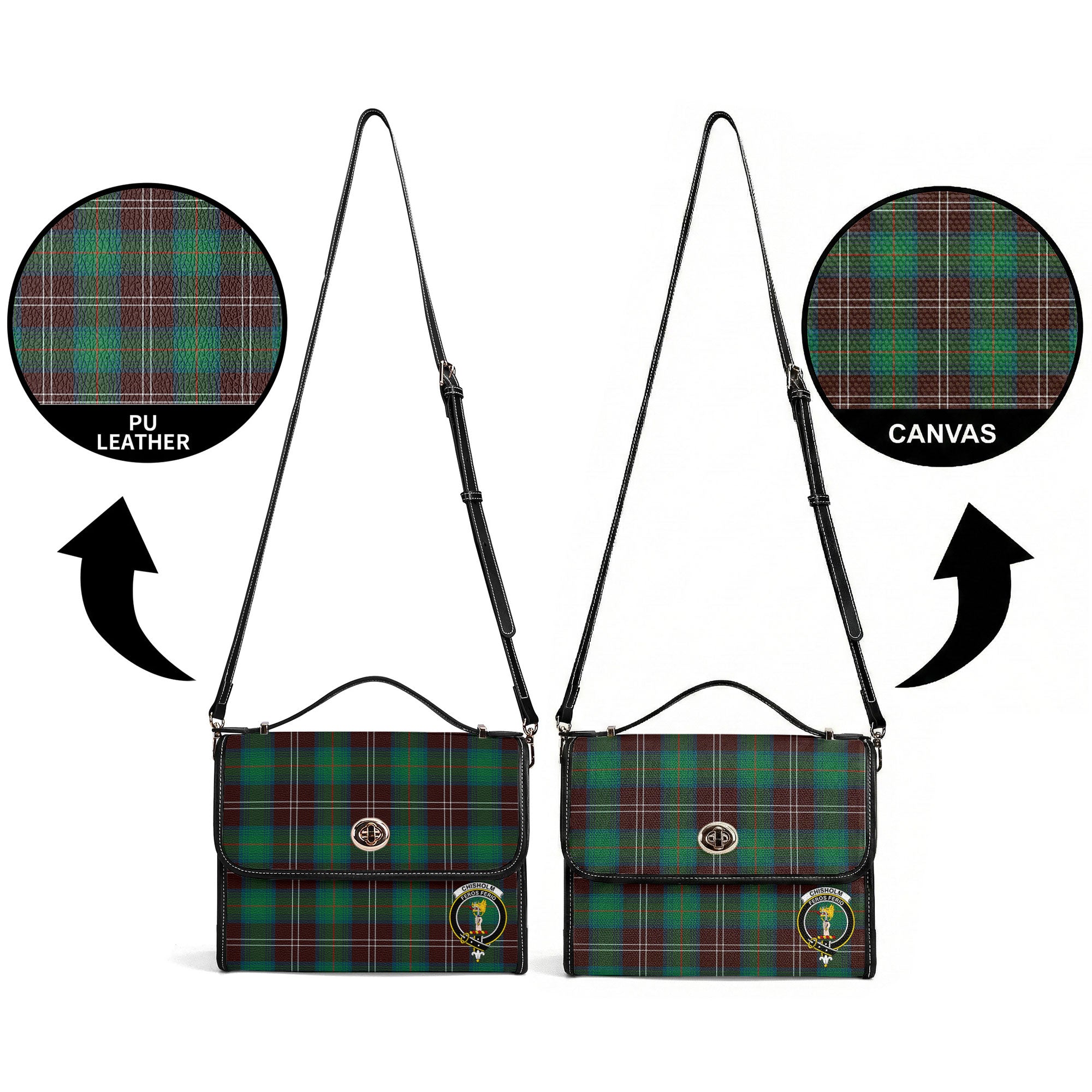 Chisholm Hunting Ancient Tartan Crest Satchel Bag