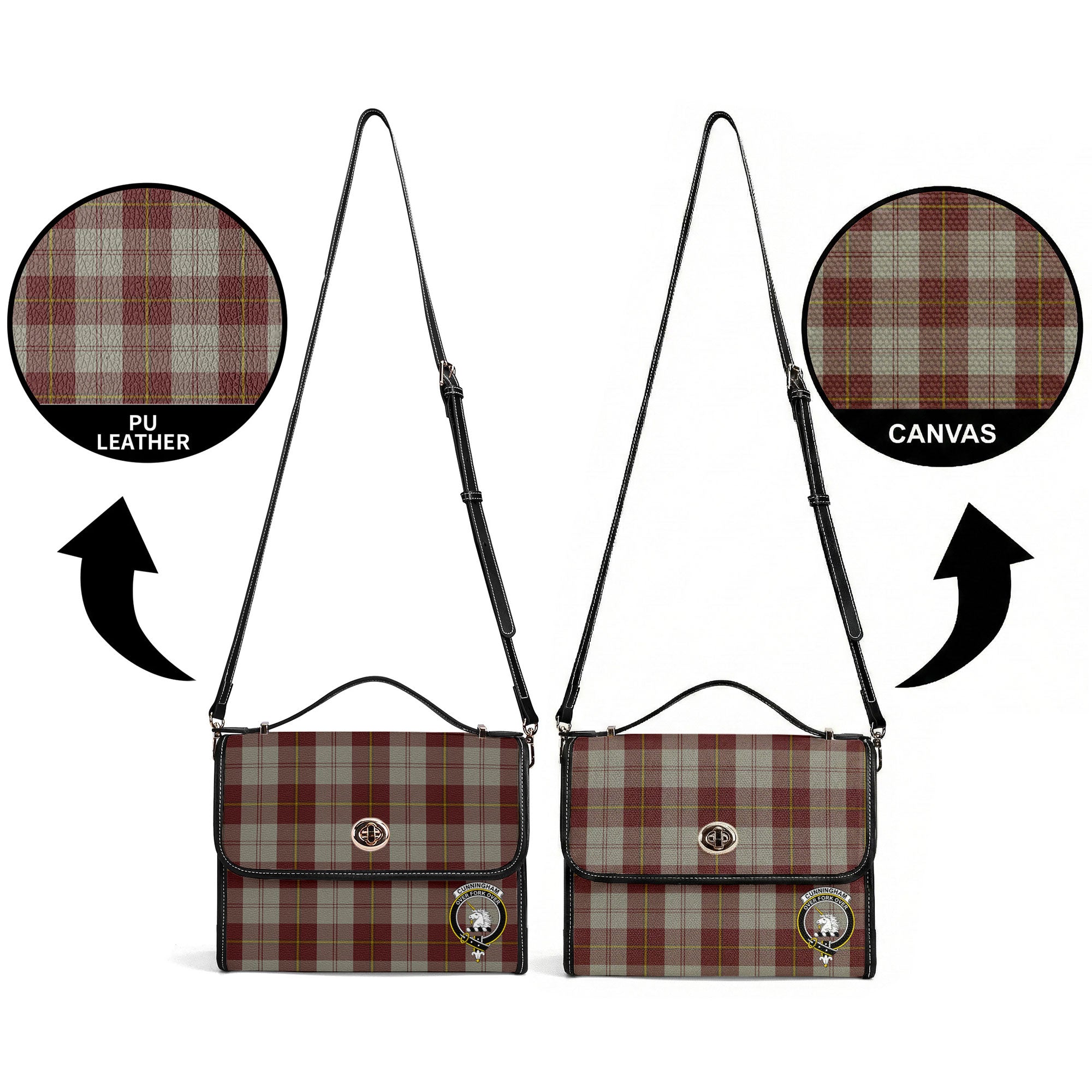 Cunningham Burgundy Dancers Tartan Crest Satchel Bag