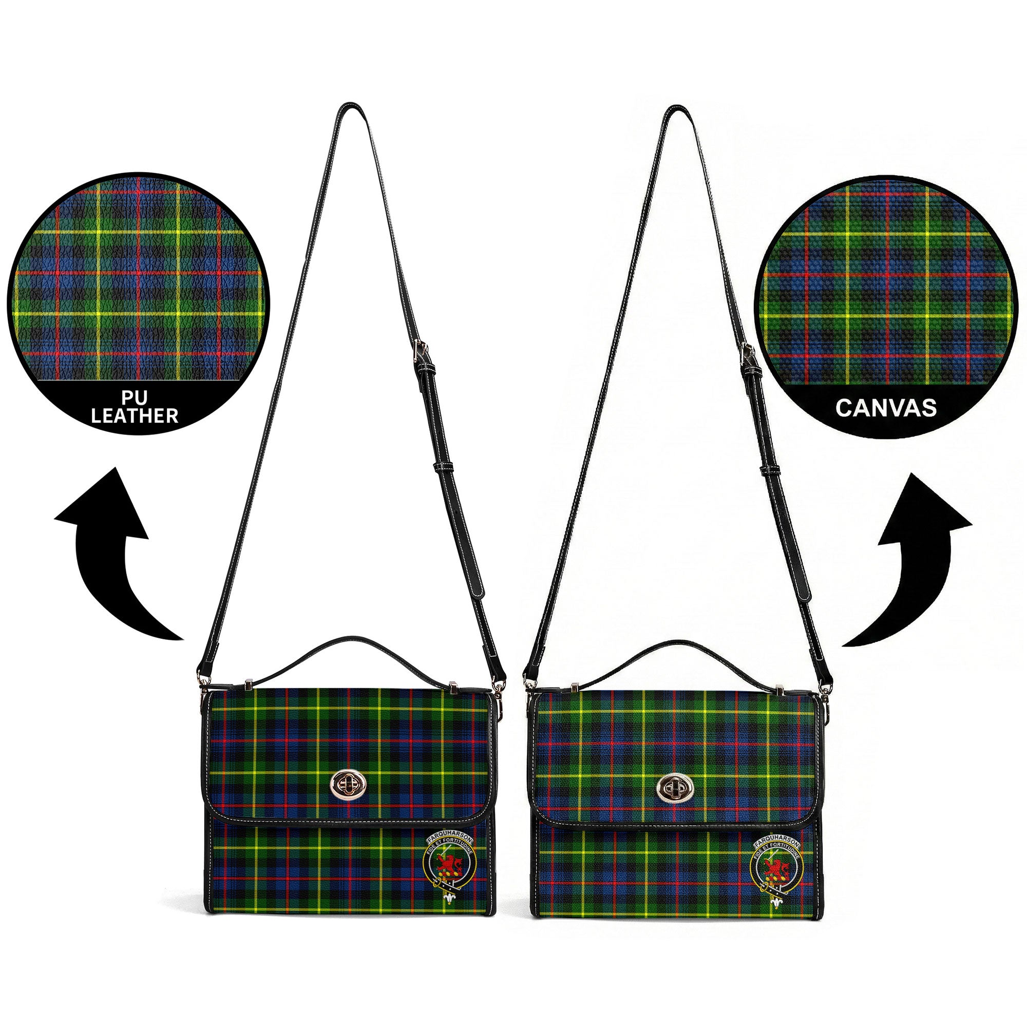 Farquharson Modern Tartan Crest Satchel Bag