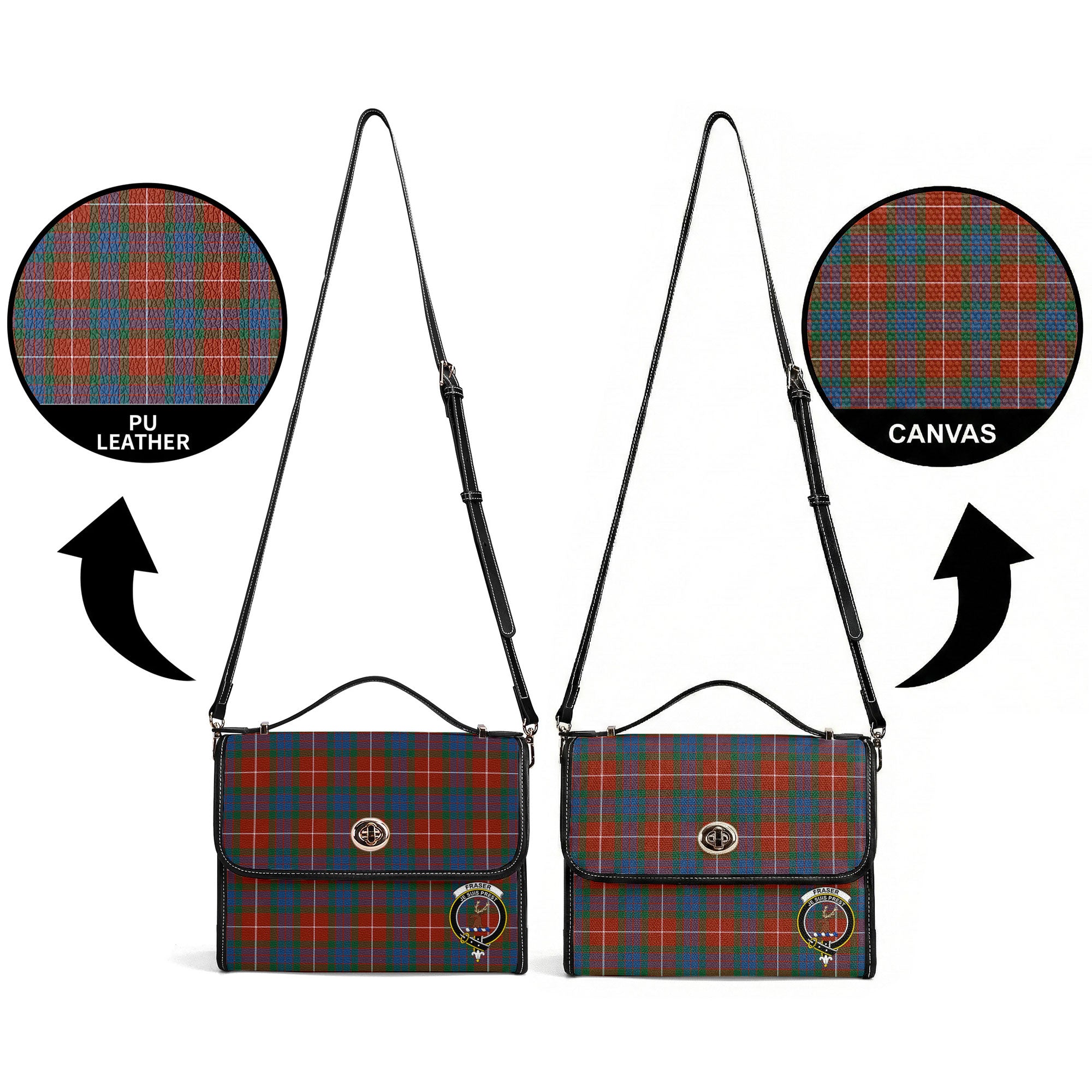 Fraser (of Lovat) Ancient Tartan Crest Satchel Bag