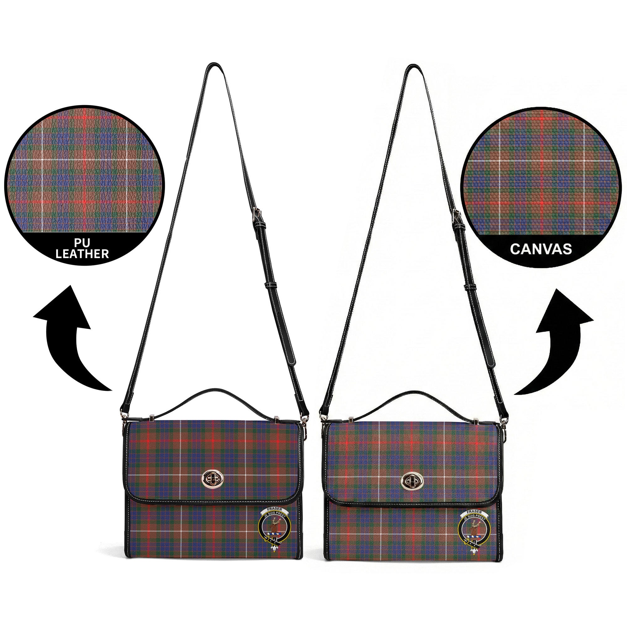 Fraser (of Lovat) Hunting Modern Tartan Crest Satchel Bag