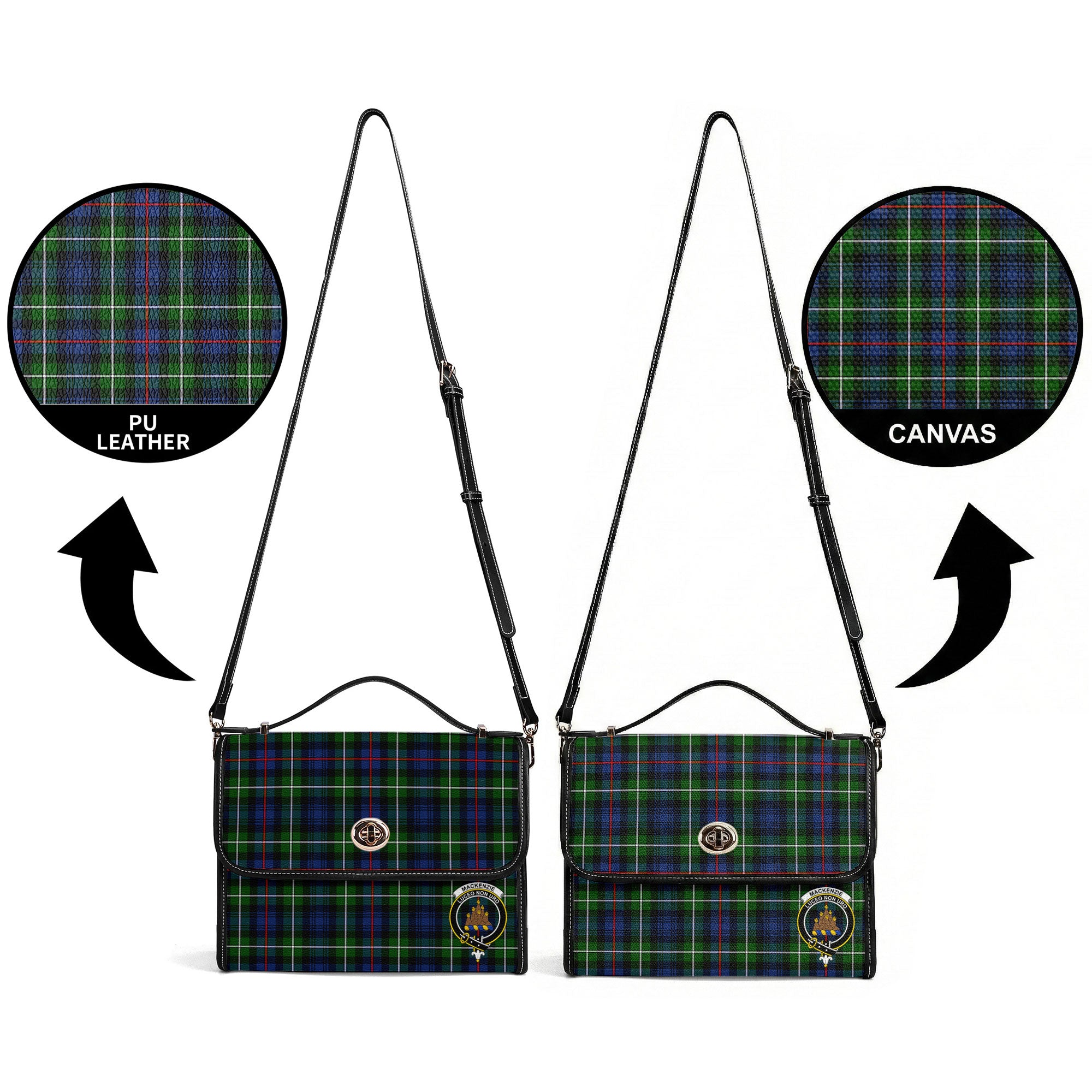 MacKenzie Modern Tartan Crest Satchel Bag