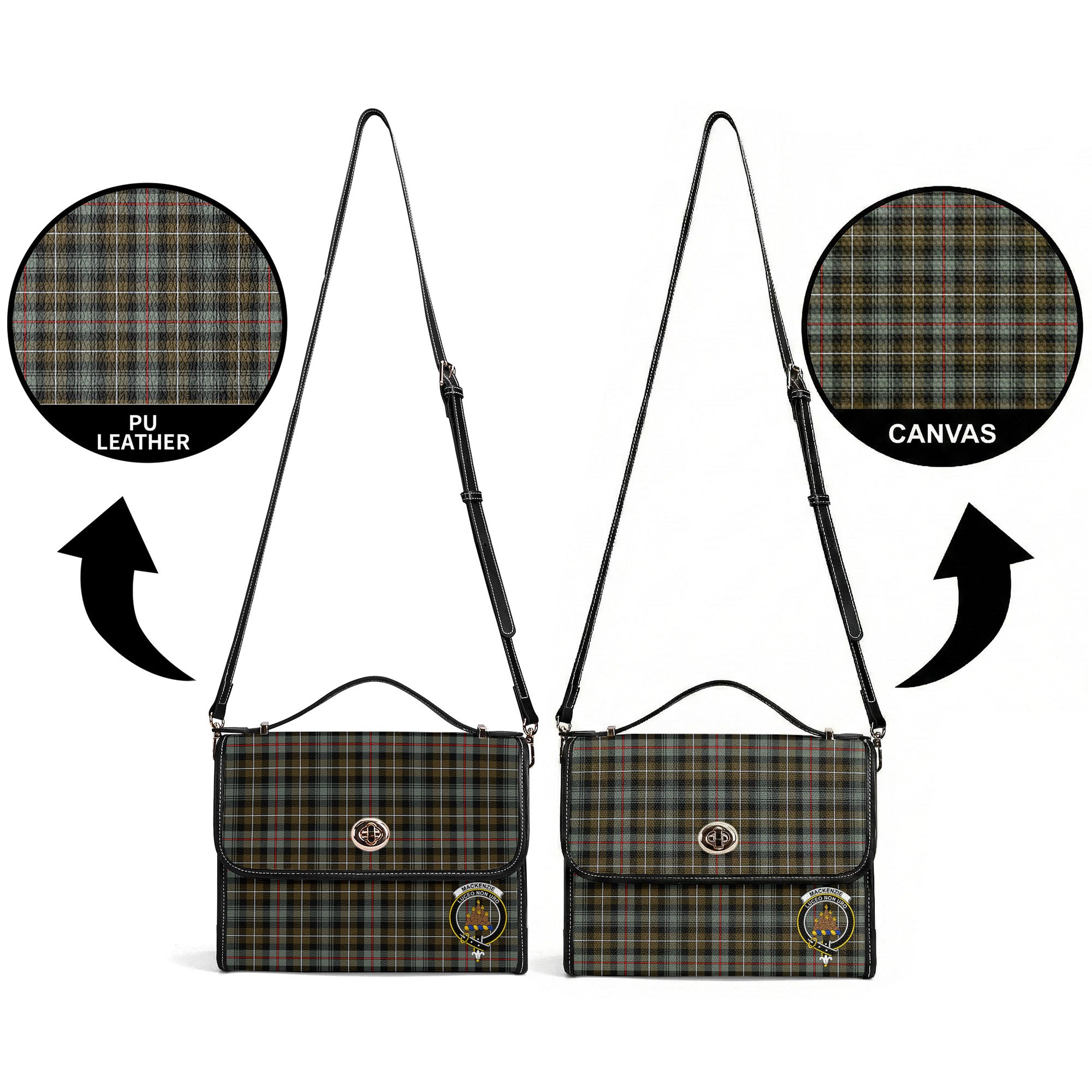MacKenzie Weathered Tartan Crest Satchel Bag