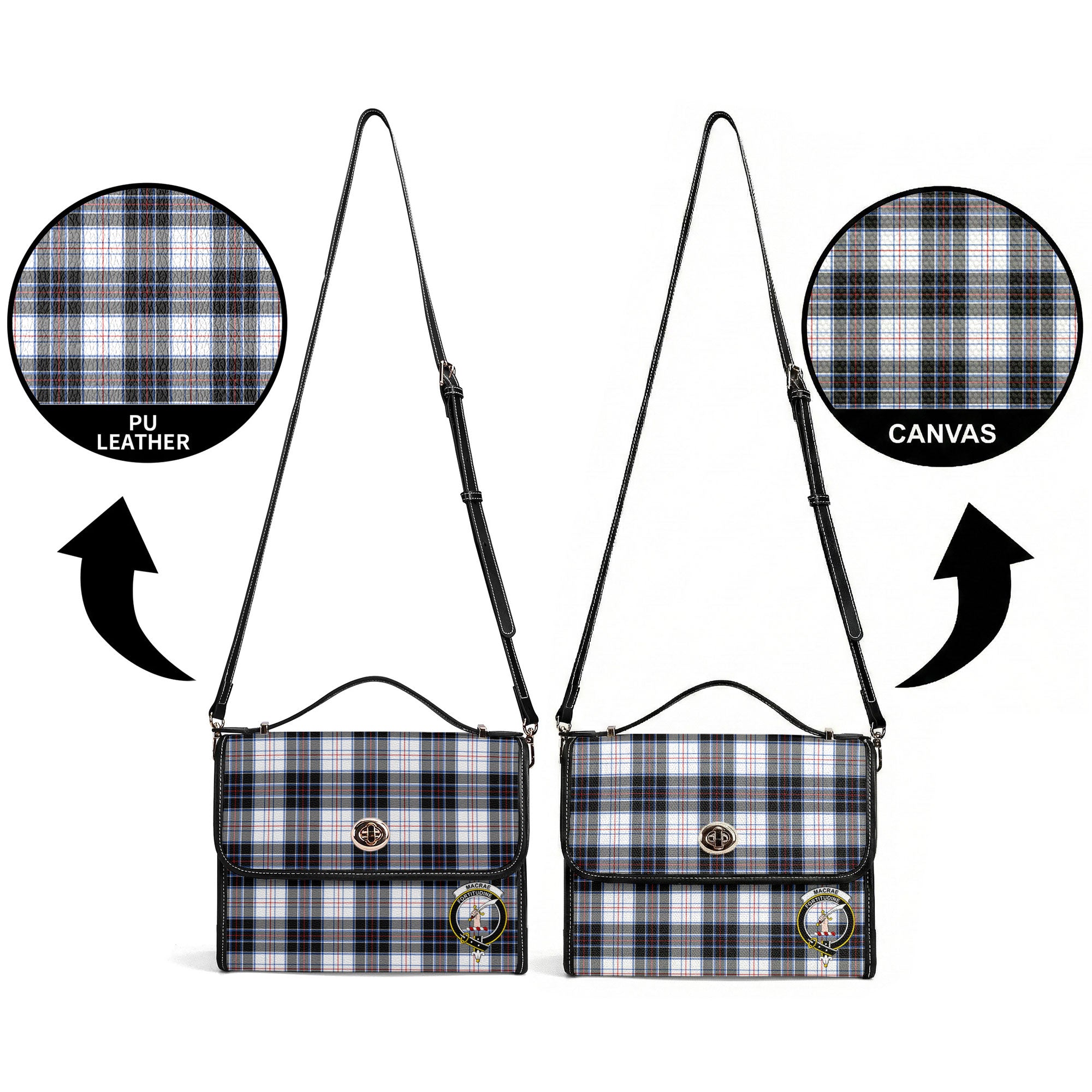 MacRae Dress Modern Tartan Crest Satchel Bag