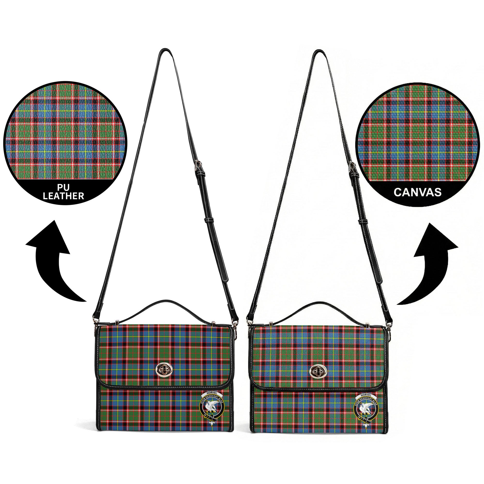 Norvel (or Norvill) Tartan Crest Satchel Bag