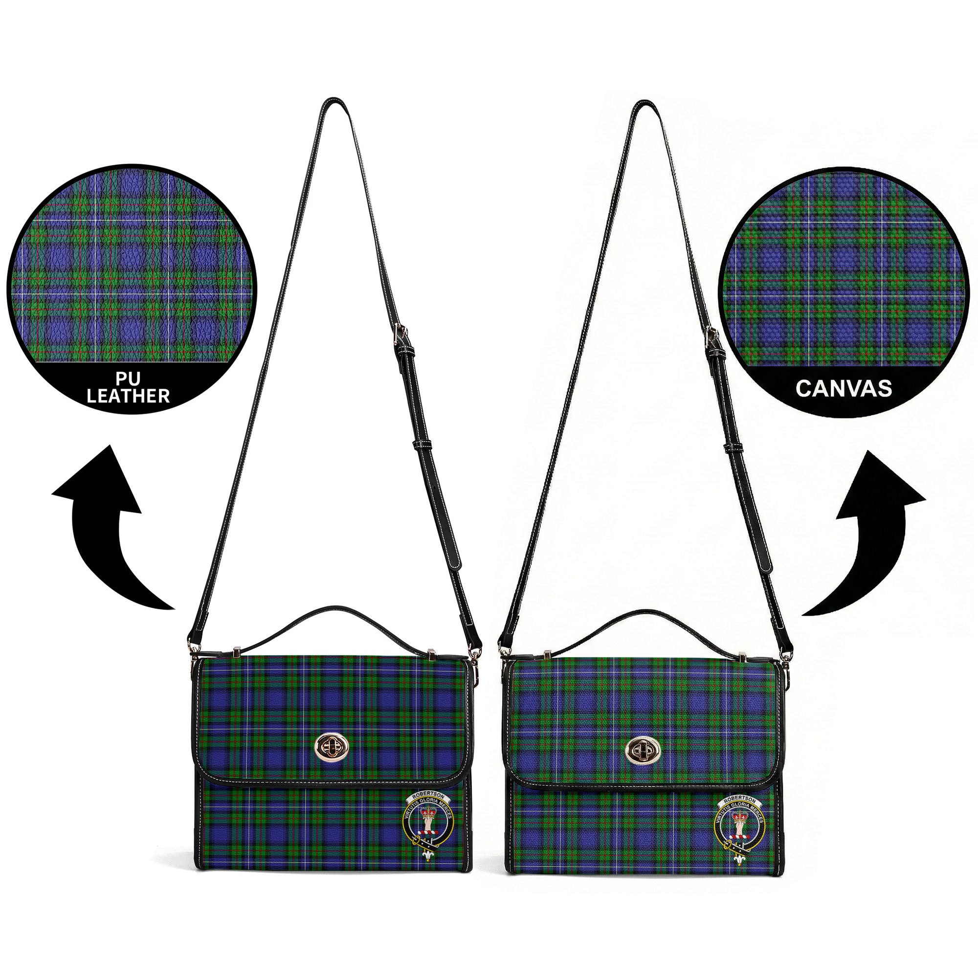 Robertson Hunting Modern Tartan Crest Satchel Bag
