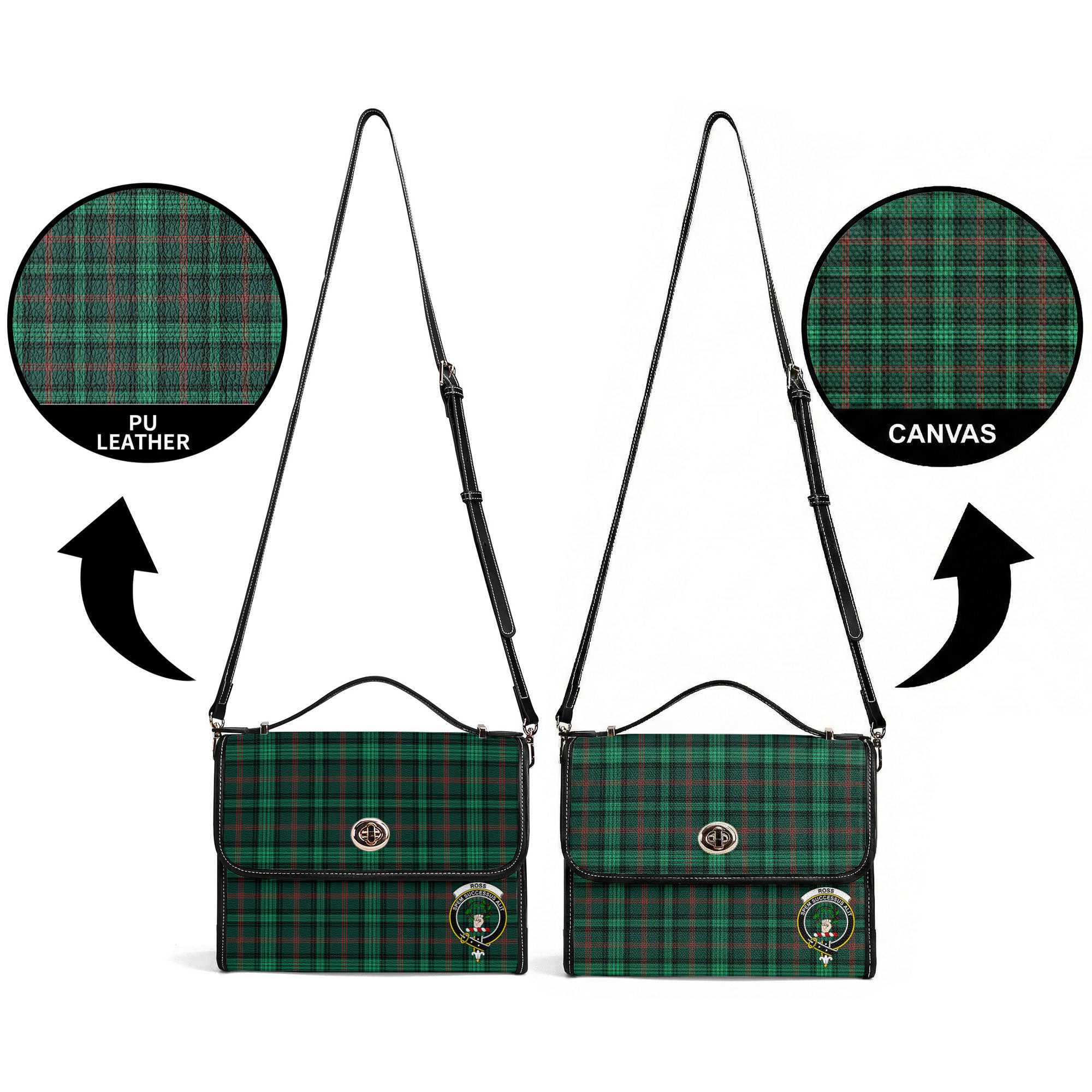 Ross Hunting Modern Tartan Crest Satchel Bag