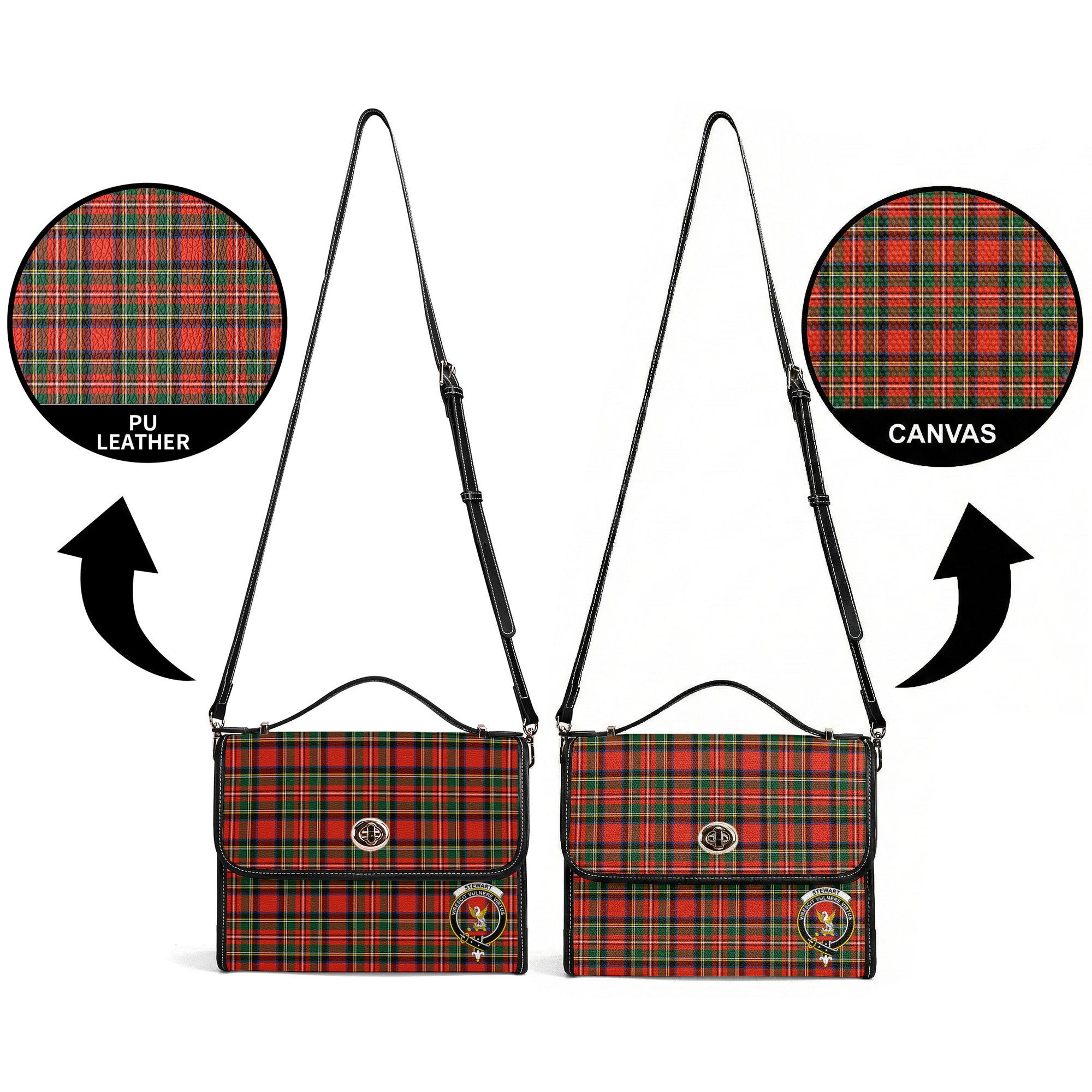 Stewart Royal Modern Tartan Crest Satchel Bag