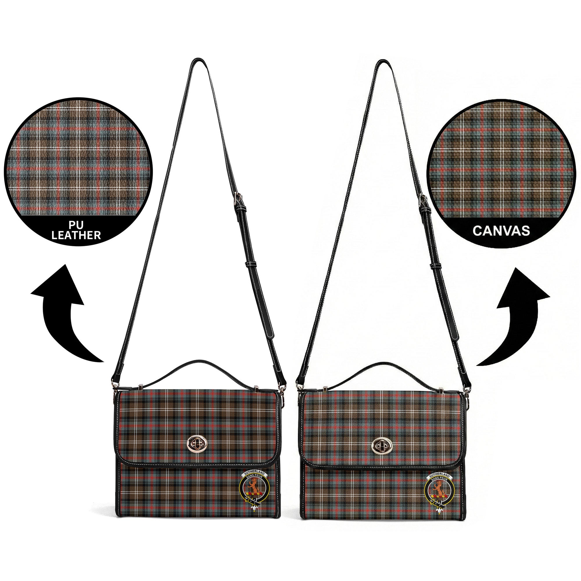 Sutherland Weathered Tartan Crest Satchel Bag