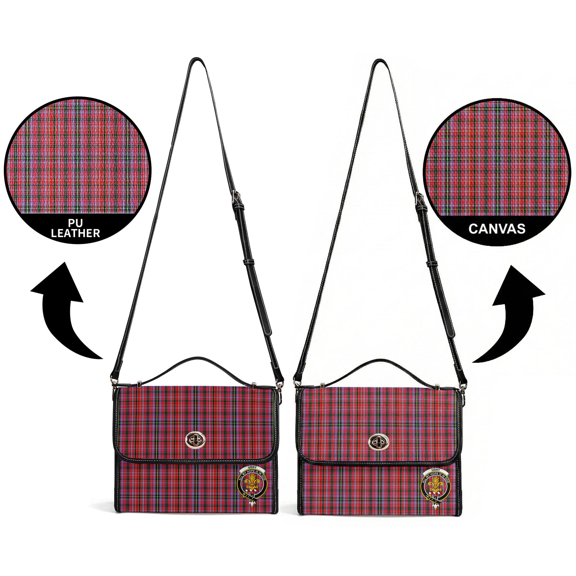 Udny Tartan Crest Satchel Bag