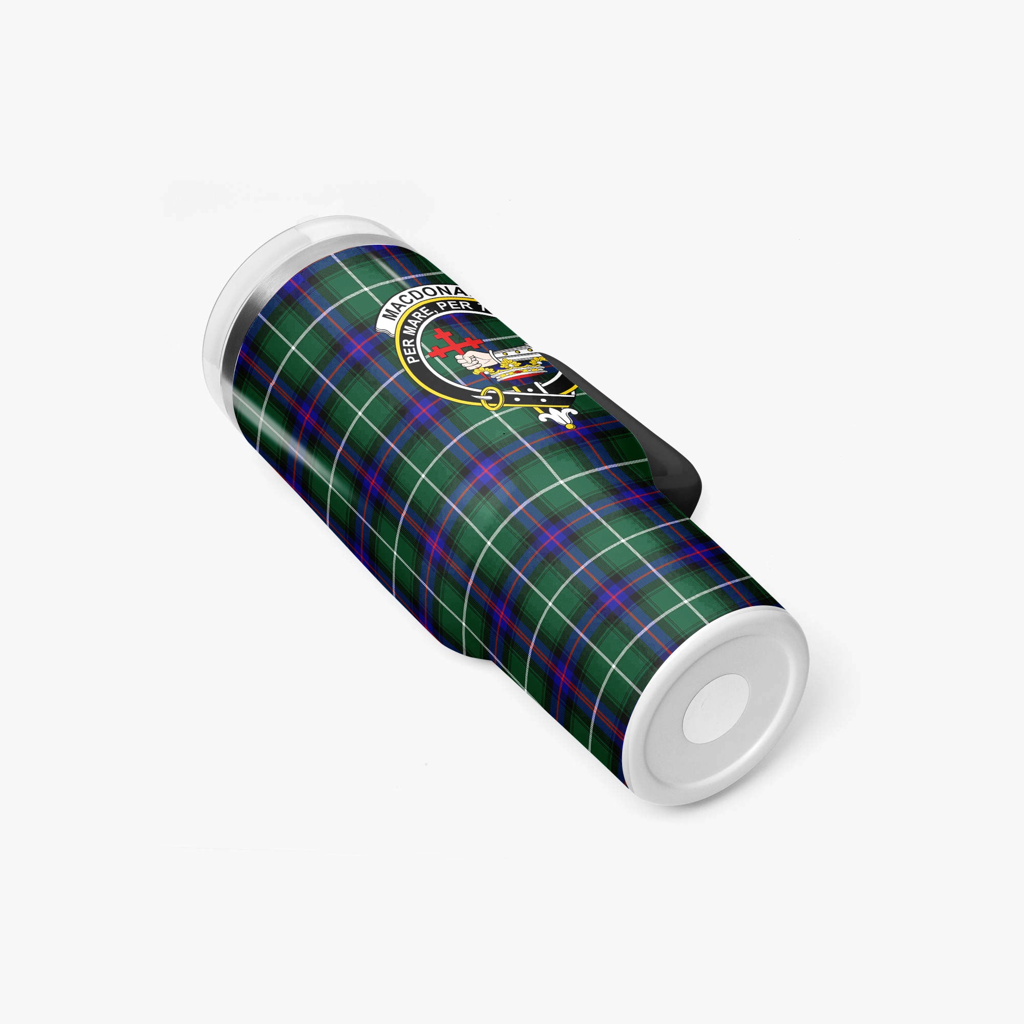 MacDonald of the Isles Hunting Modern Tartan Crest 40 oz Insulated Tumbler with Handle