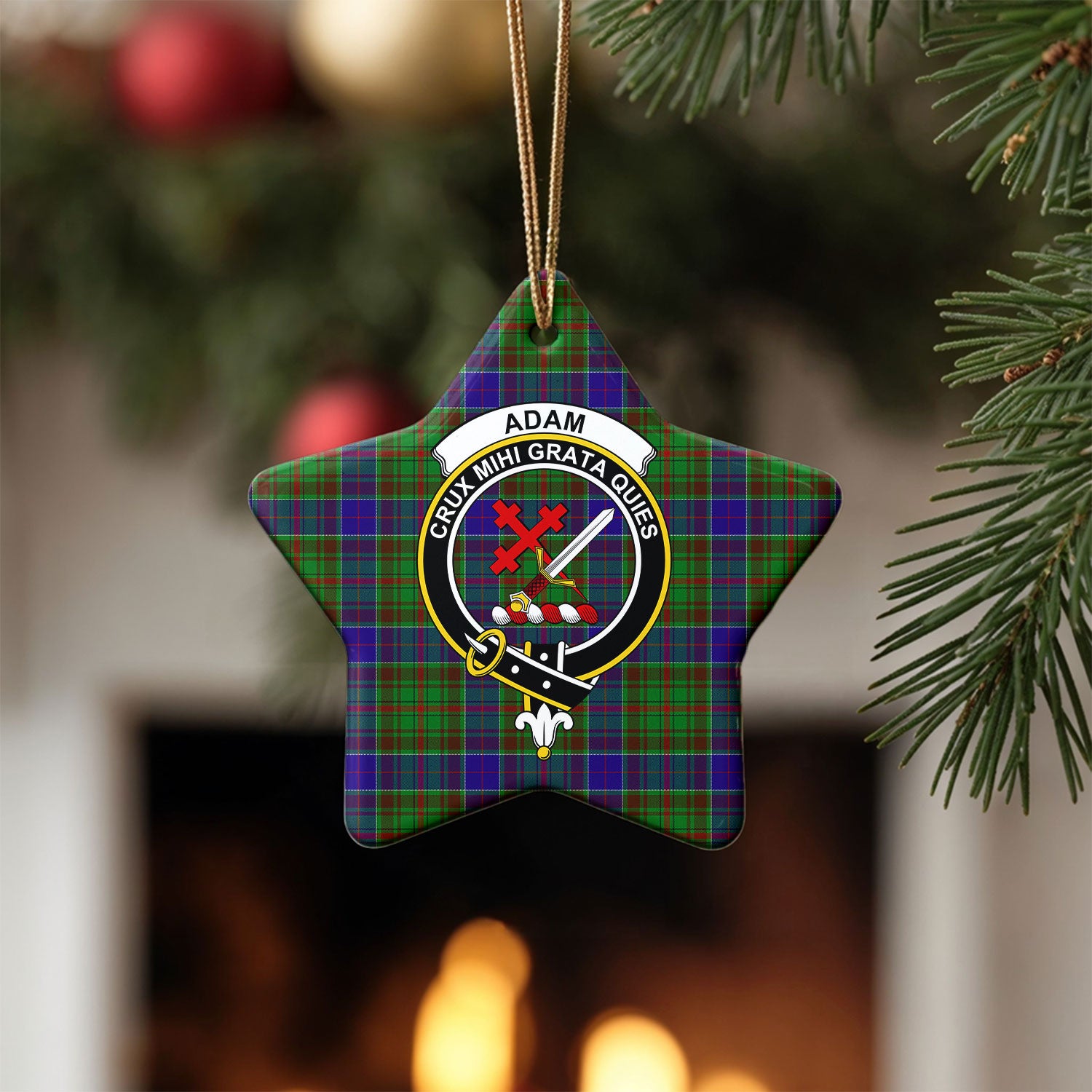 Adam Tartan Crest Christmas Ceramic Ornament