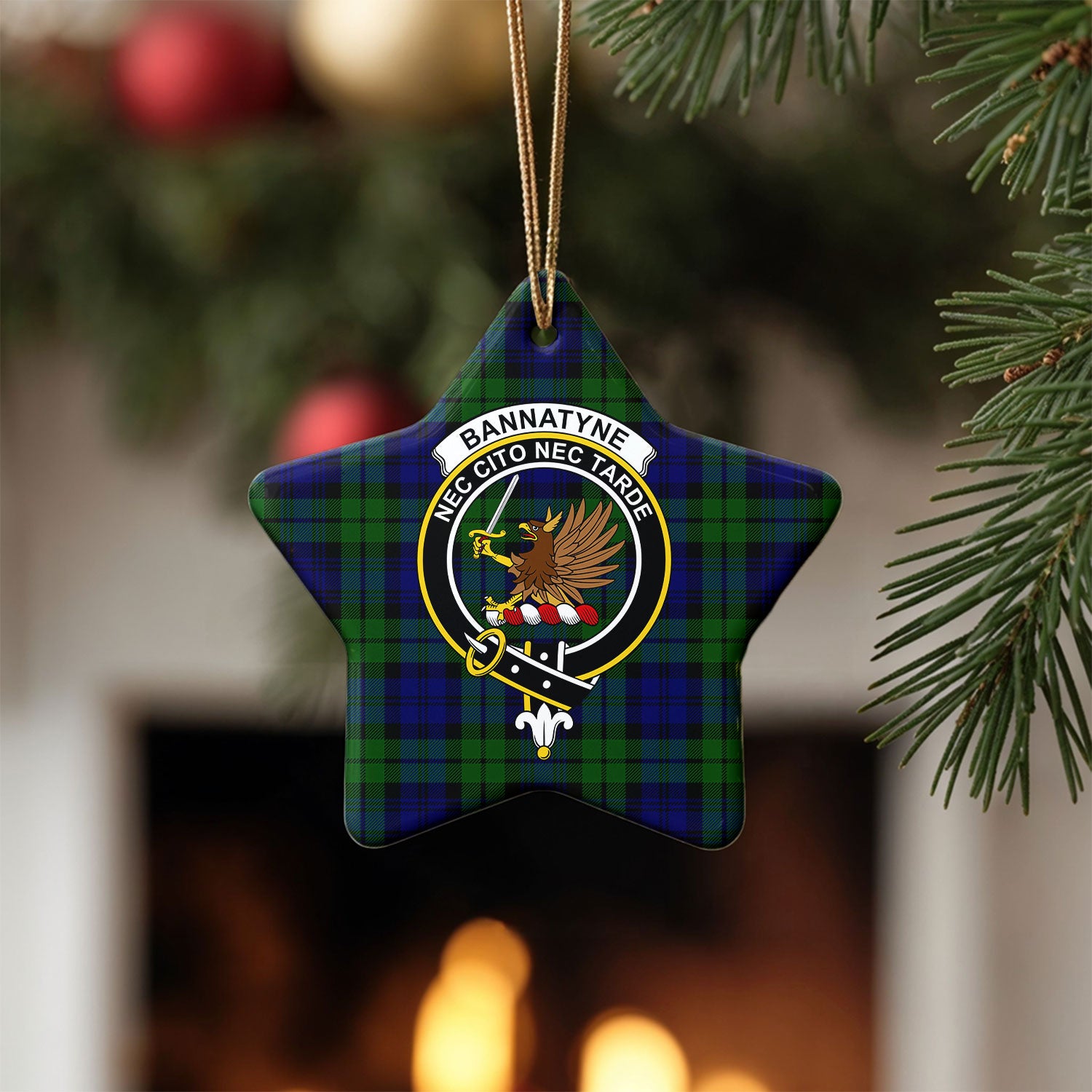 Bannatyne Tartan Crest Christmas Ceramic Ornament